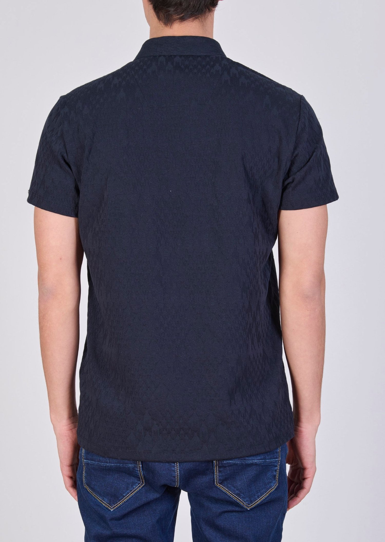 Mondo Jakarlı Lacivert Polo Yaka T-shirt