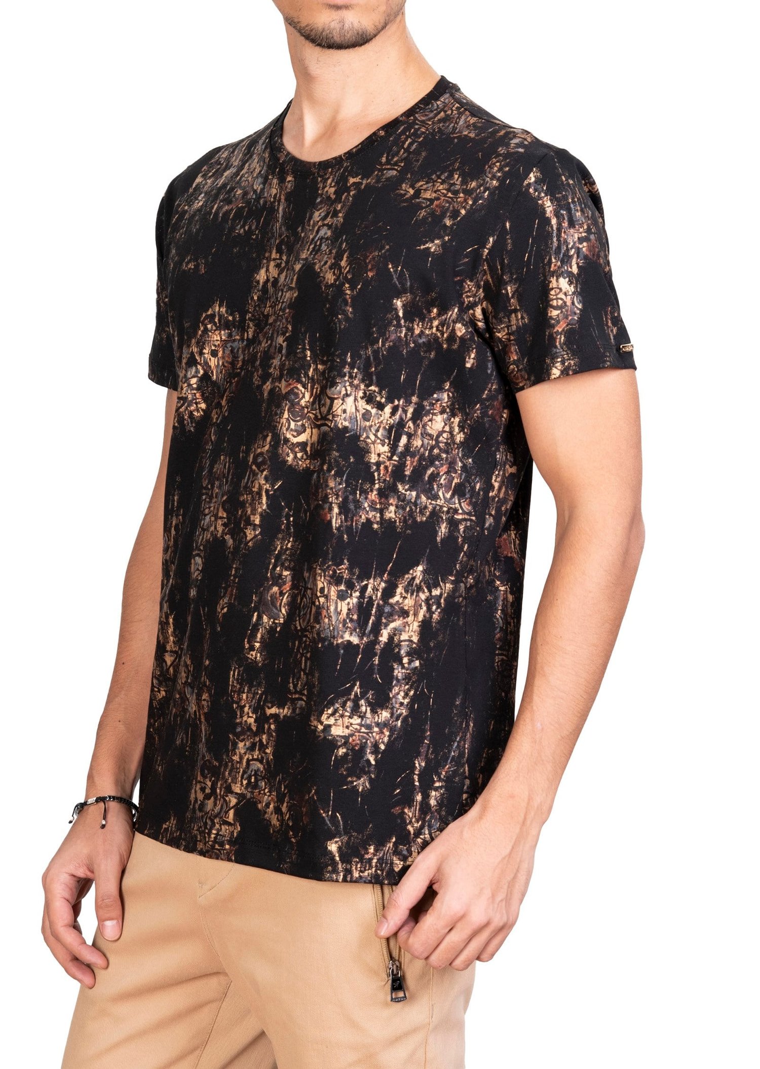 Mondo Karışık Baskılı Siyah T-Shirt
