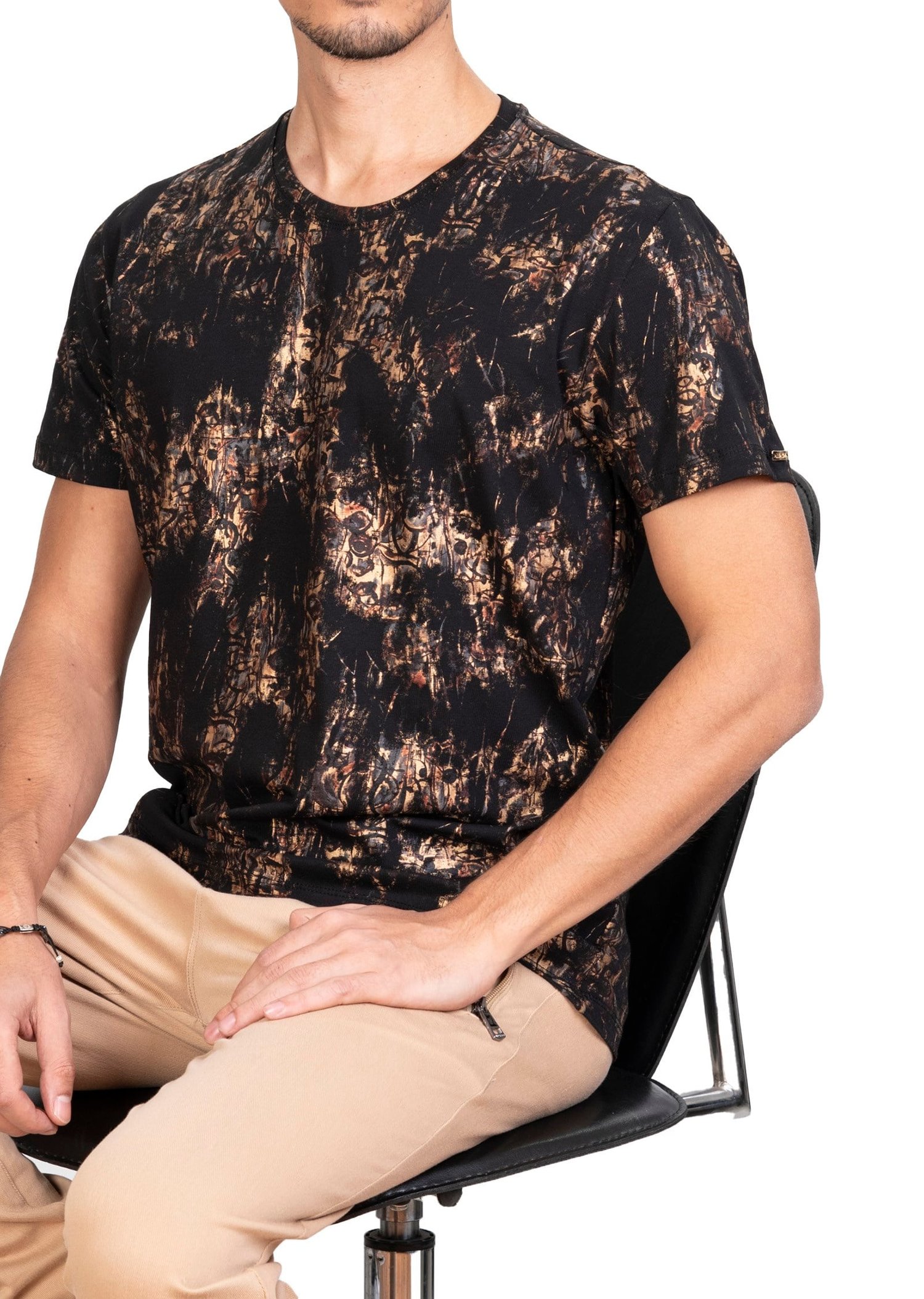 Mondo Karışık Baskılı Siyah T-Shirt