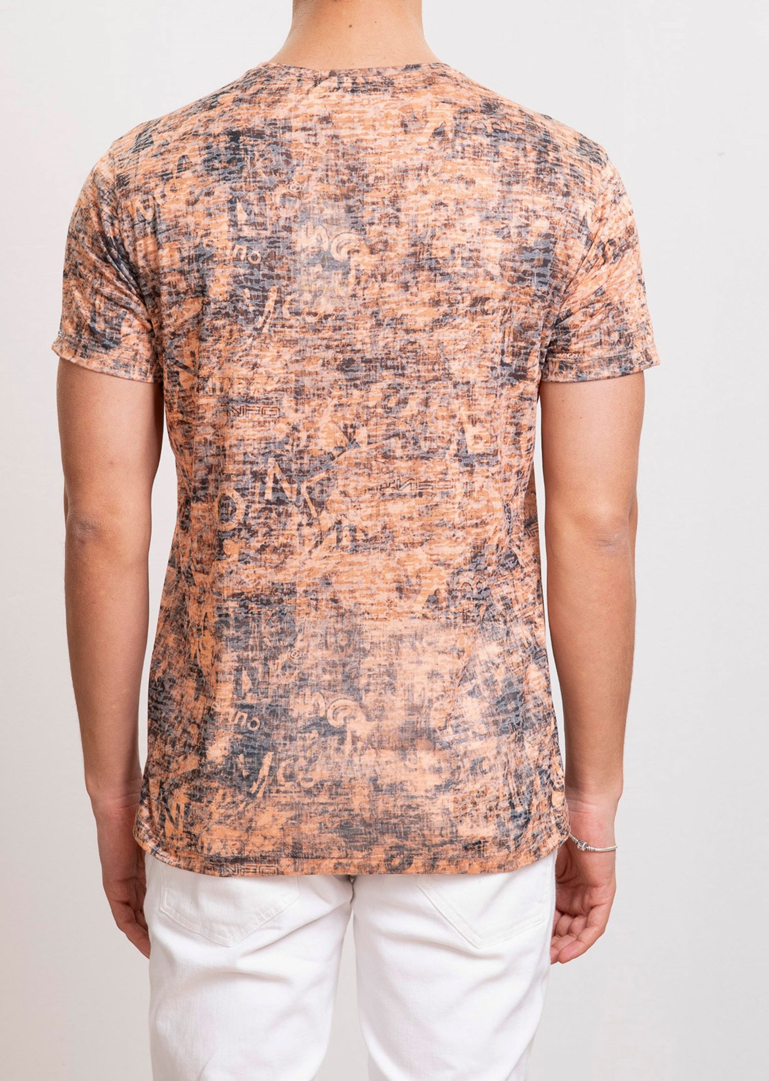 Mondo Karışık Harf Baskılı Turuncu T-Shirt