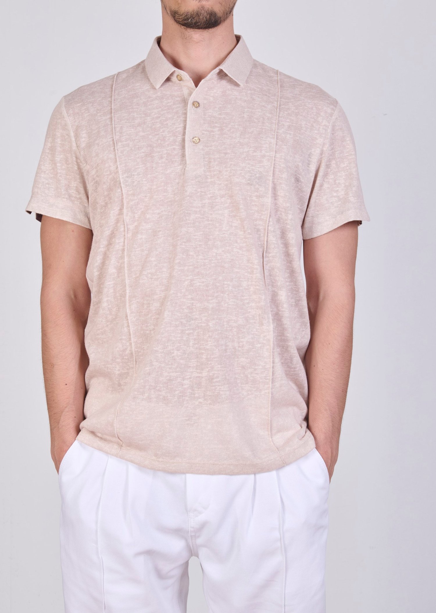 Mondo Kol Desen Detaylı Krem Polo Yaka T-Shirt