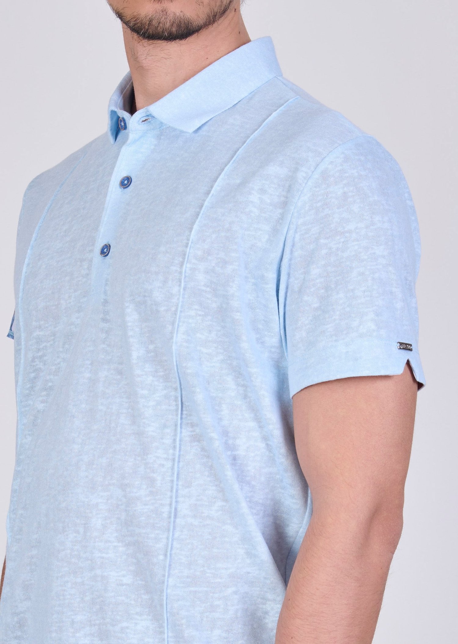 Mondo Kol Desen Detaylı Mavi Polo Yaka T-Shirt