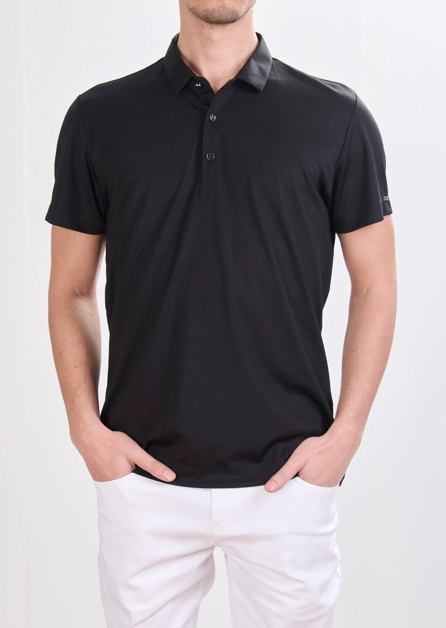 Mondo Metal Logo Detaylı Siyah Polo Yaka T-Shirt