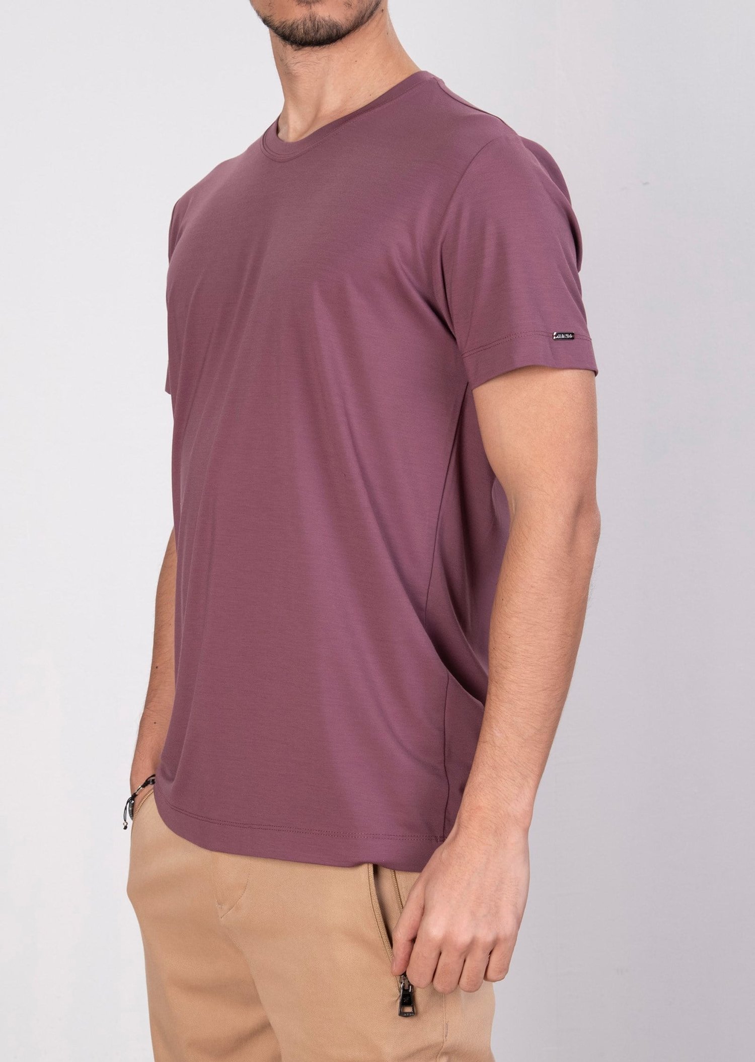 Mondo Pamuklu Gül Kurusu Bisiklet Yaka T-Shirt