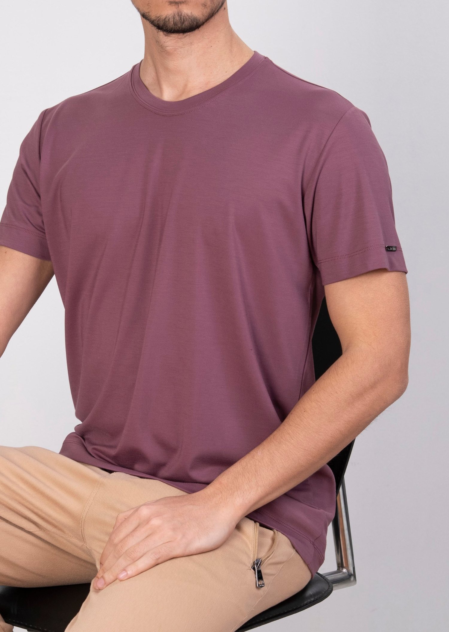 Mondo Pamuklu Gül Kurusu Bisiklet Yaka T-Shirt