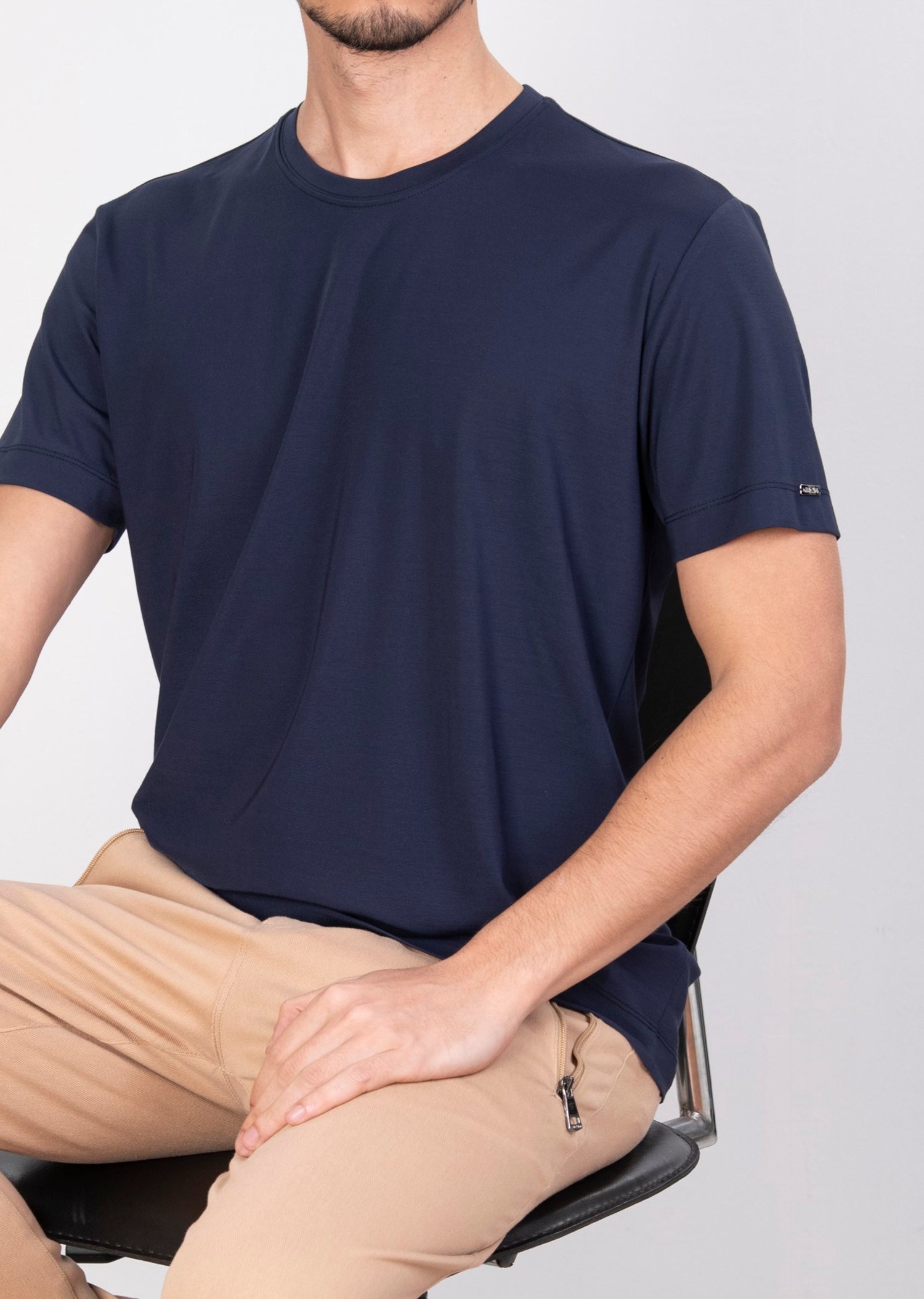 Mondo Pamuklu Lacivert Bisiklet Yaka T-Shirt
