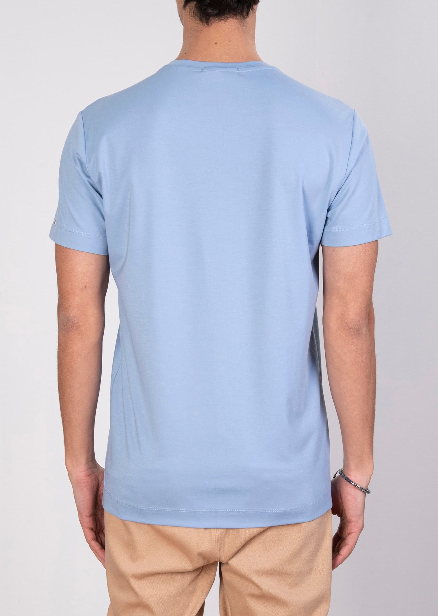 Mondo Pamuklu Mavi Bisiklet Yaka T-Shirt