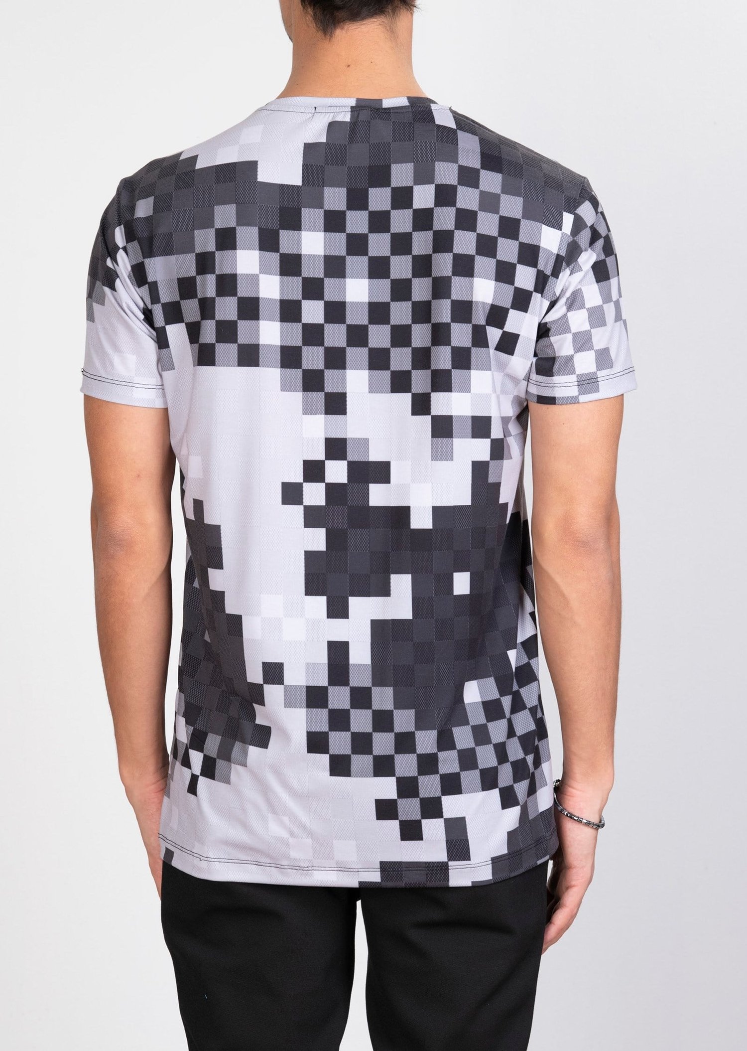 Mondo Piksel Desenli Siyah-Beyaz T-Shirt