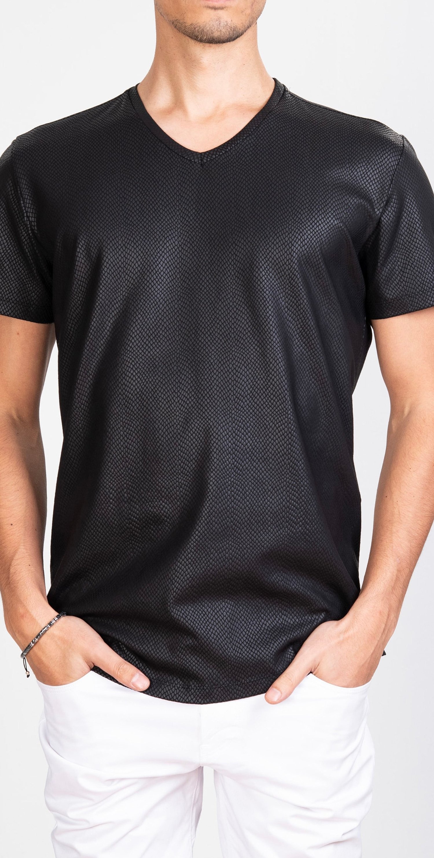 Mondo Yılan Derisi Baskılı Siyah T-Shirt