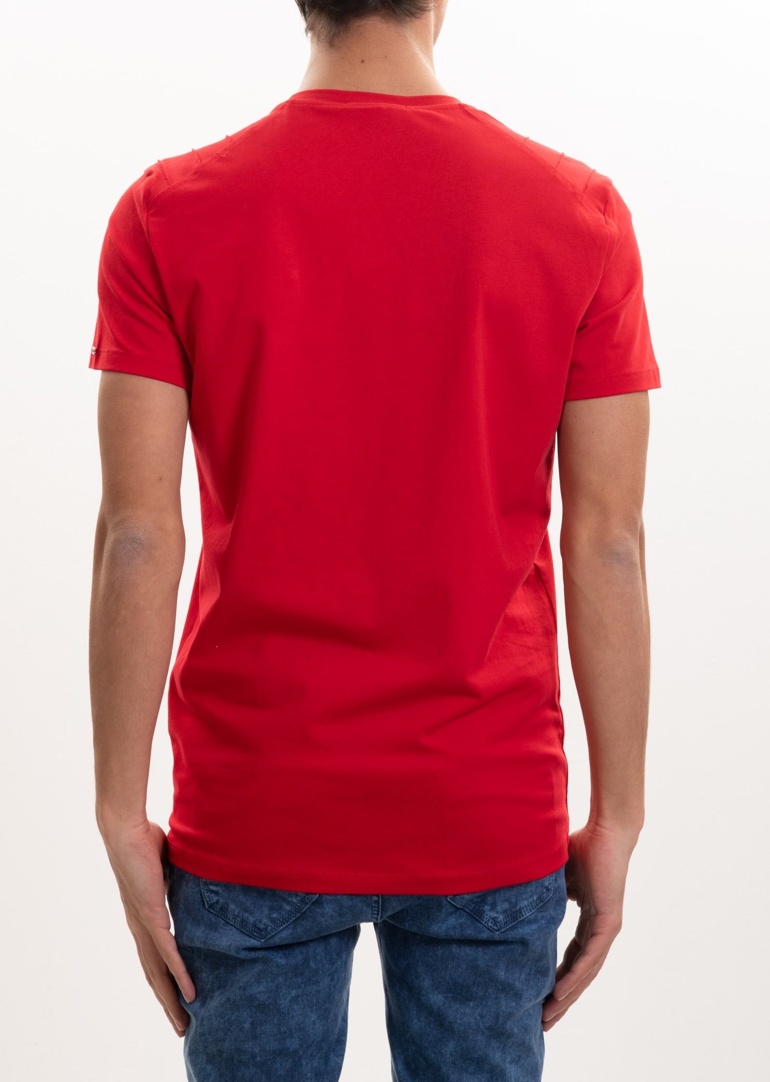 Nervürlü Düğmeli Yaka T-Shirt