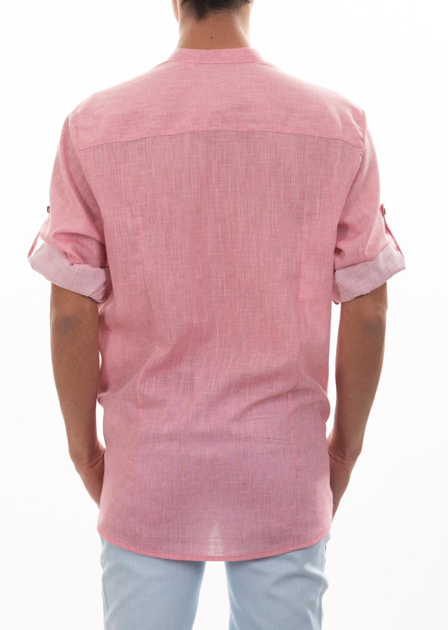 Pembe Keten Hakim Yaka Gömlek
