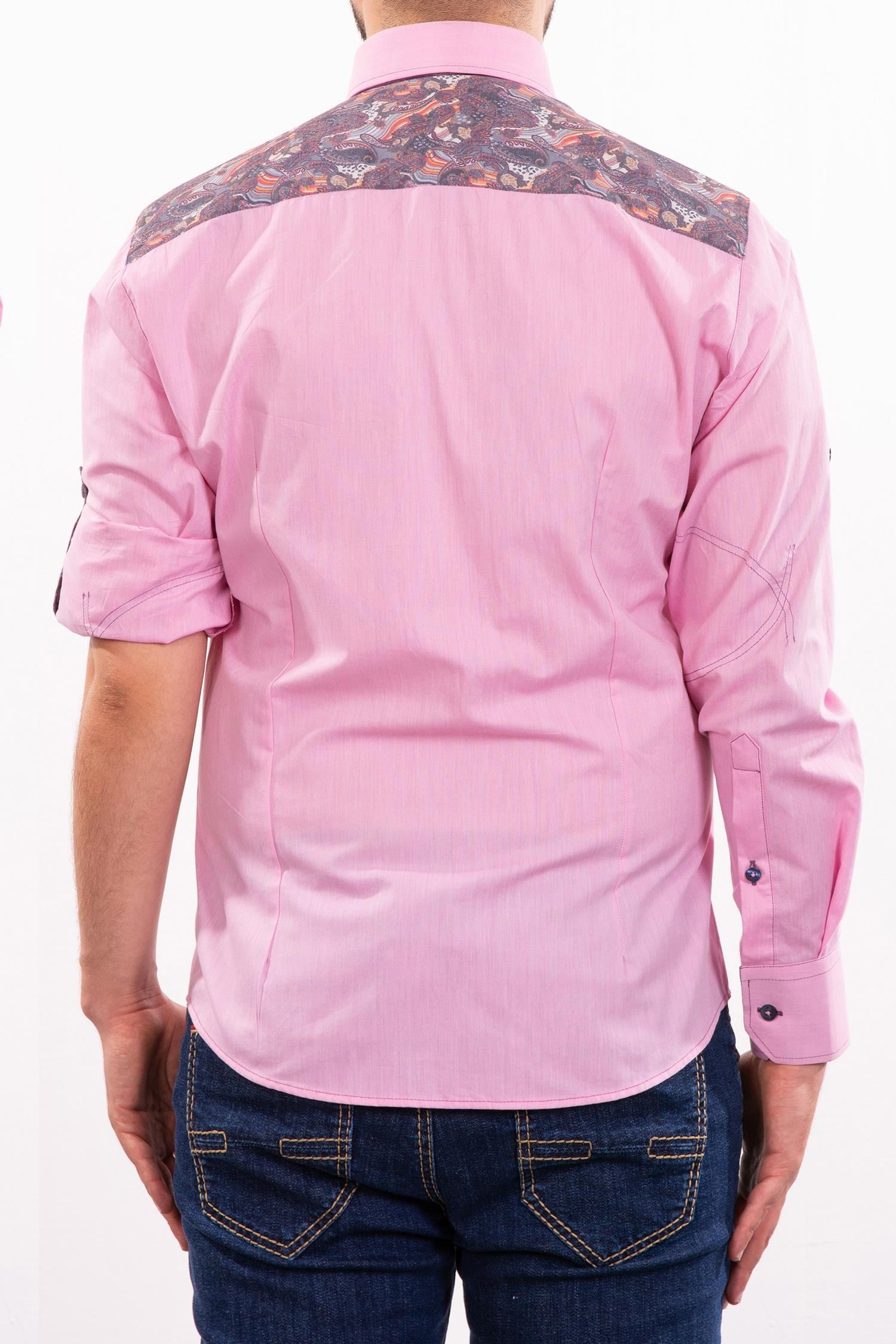 Pembe Omuzları Etnik Desen Garnili Göğsü Nakışlı Gömlek