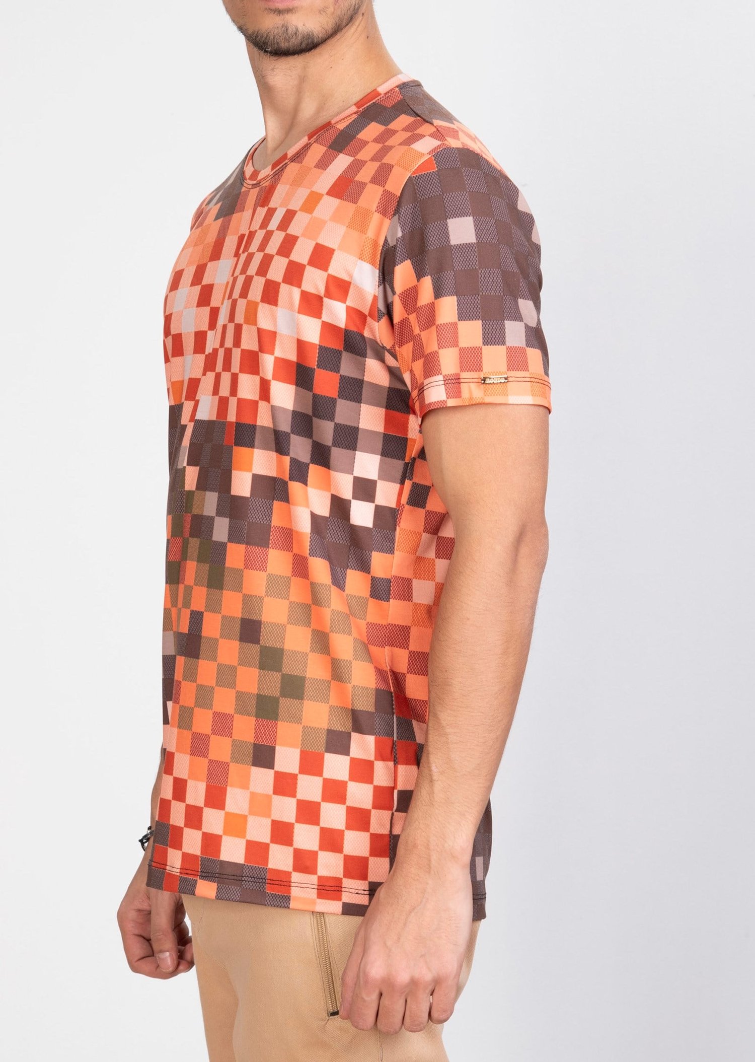 Piksel Desenli Turuncu T-Shirt