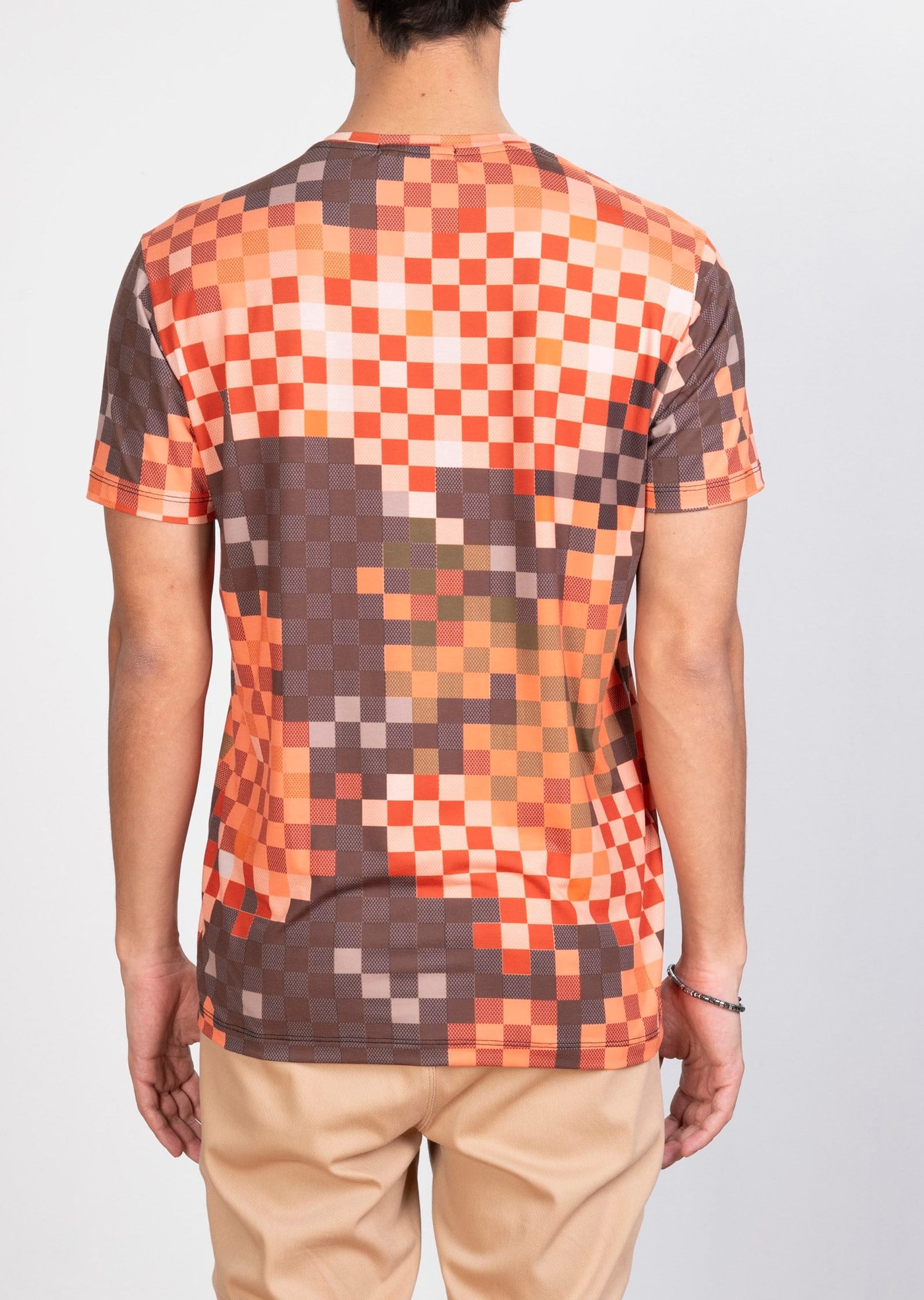 Piksel Desenli Turuncu T-Shirt