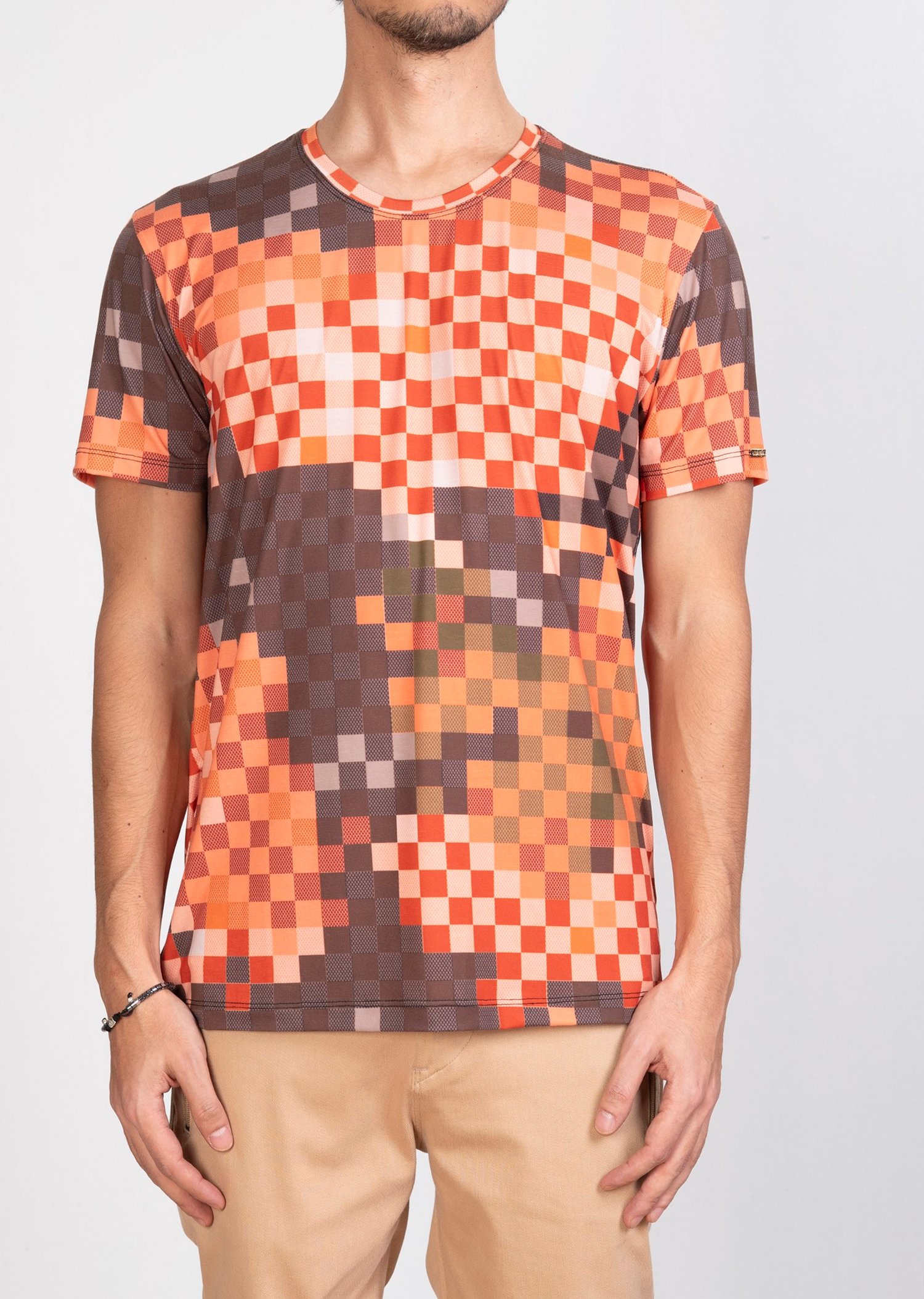 Piksel Desenli Turuncu T-Shirt
