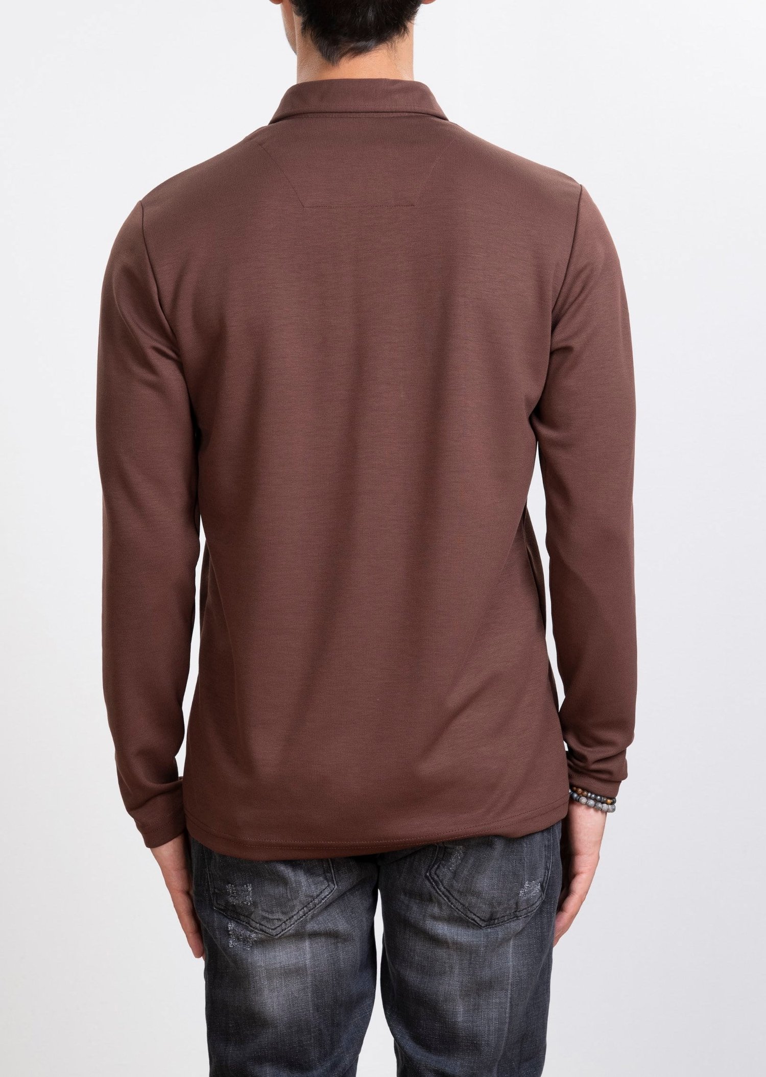 Polo Yaka Kahverengi Sweatshirt