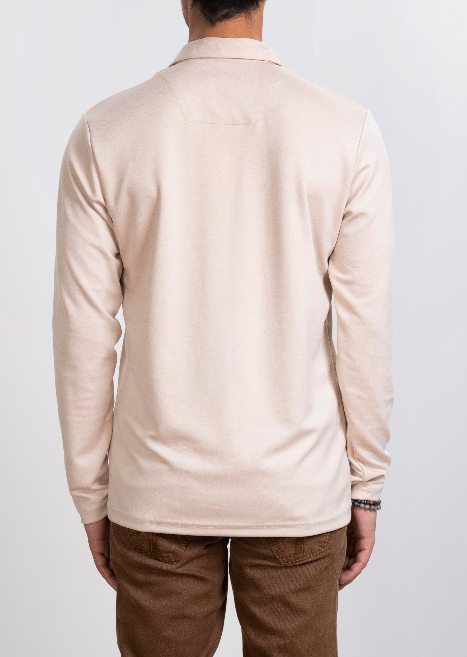 Polo Yaka Krem Sweatshirt
