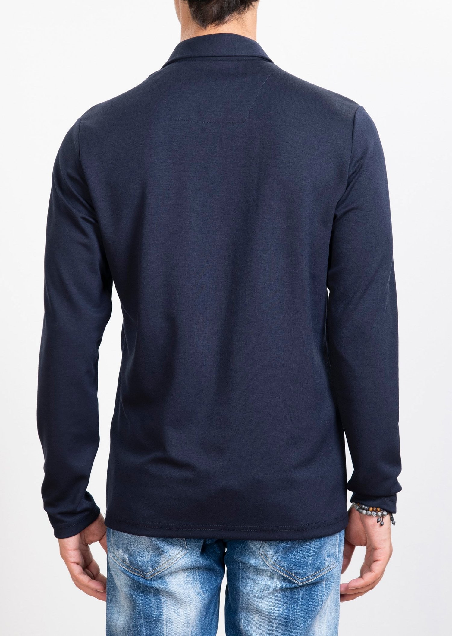 Polo Yaka Lacivert Sweatshirt