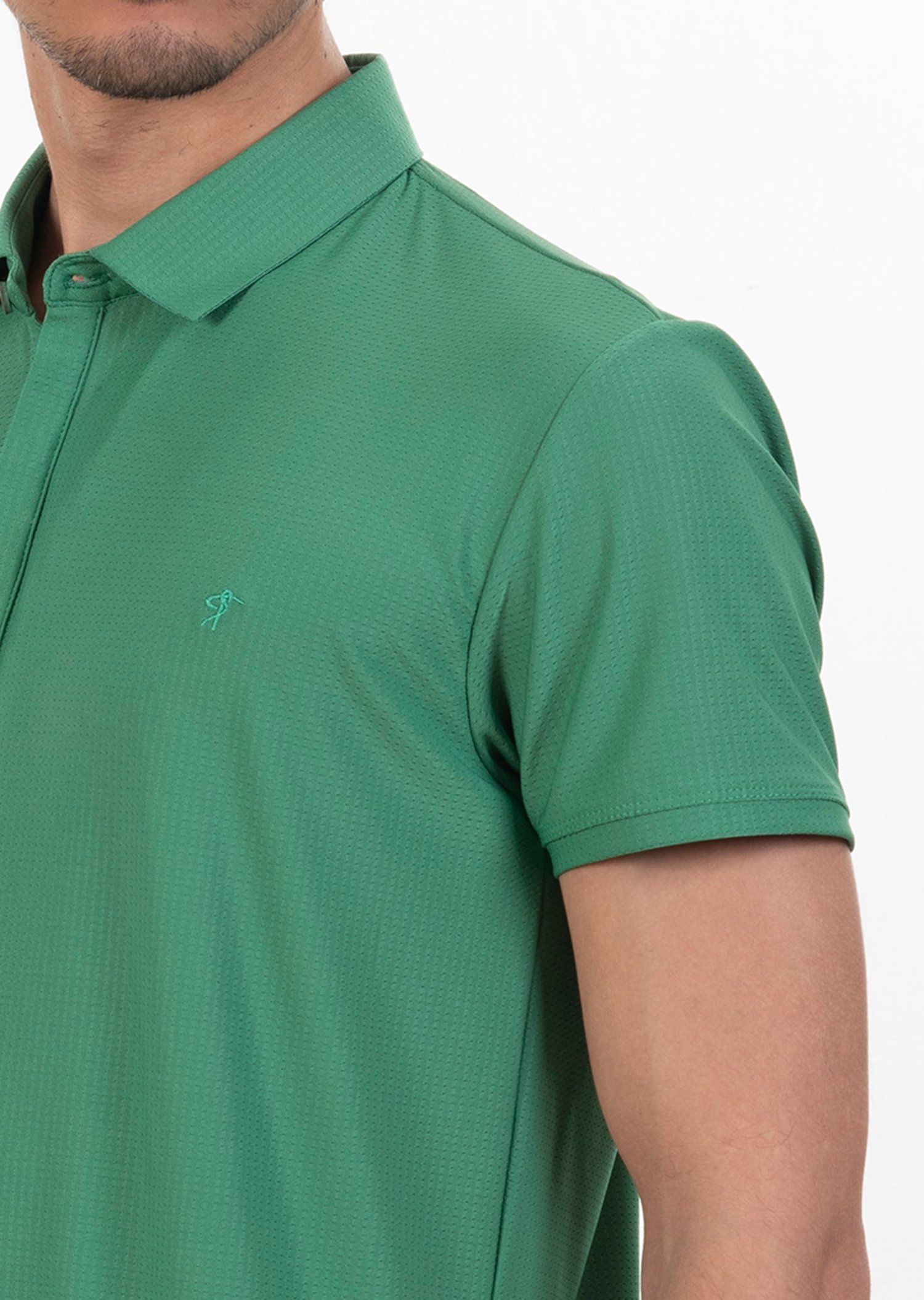 Polo Yaka Logo Nakışlı Basic T-Shirt