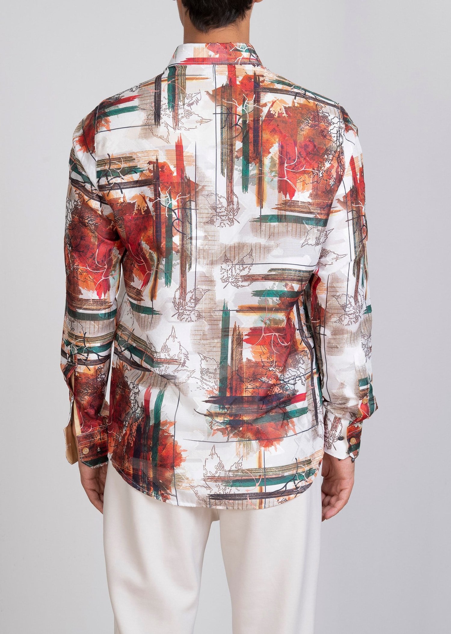Renkli Jakarlı Desenli Gömlek