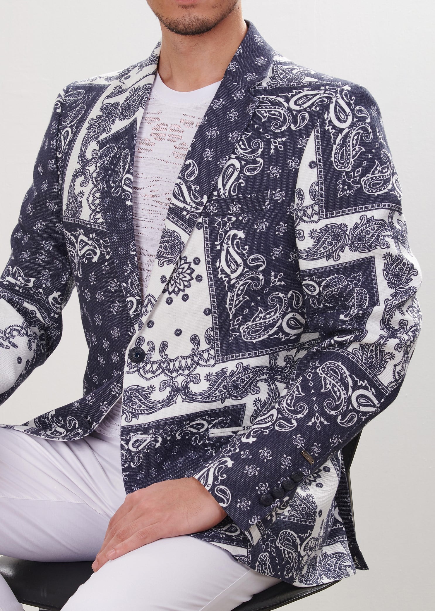 Şal Desenli Blazer Ceket