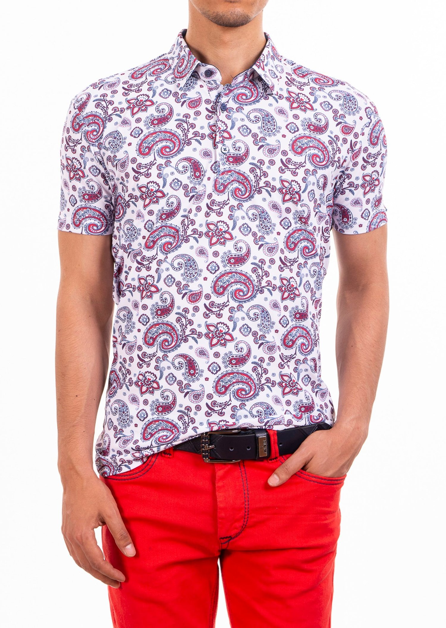 Şal Desenli Polo Yaka T-Shirt