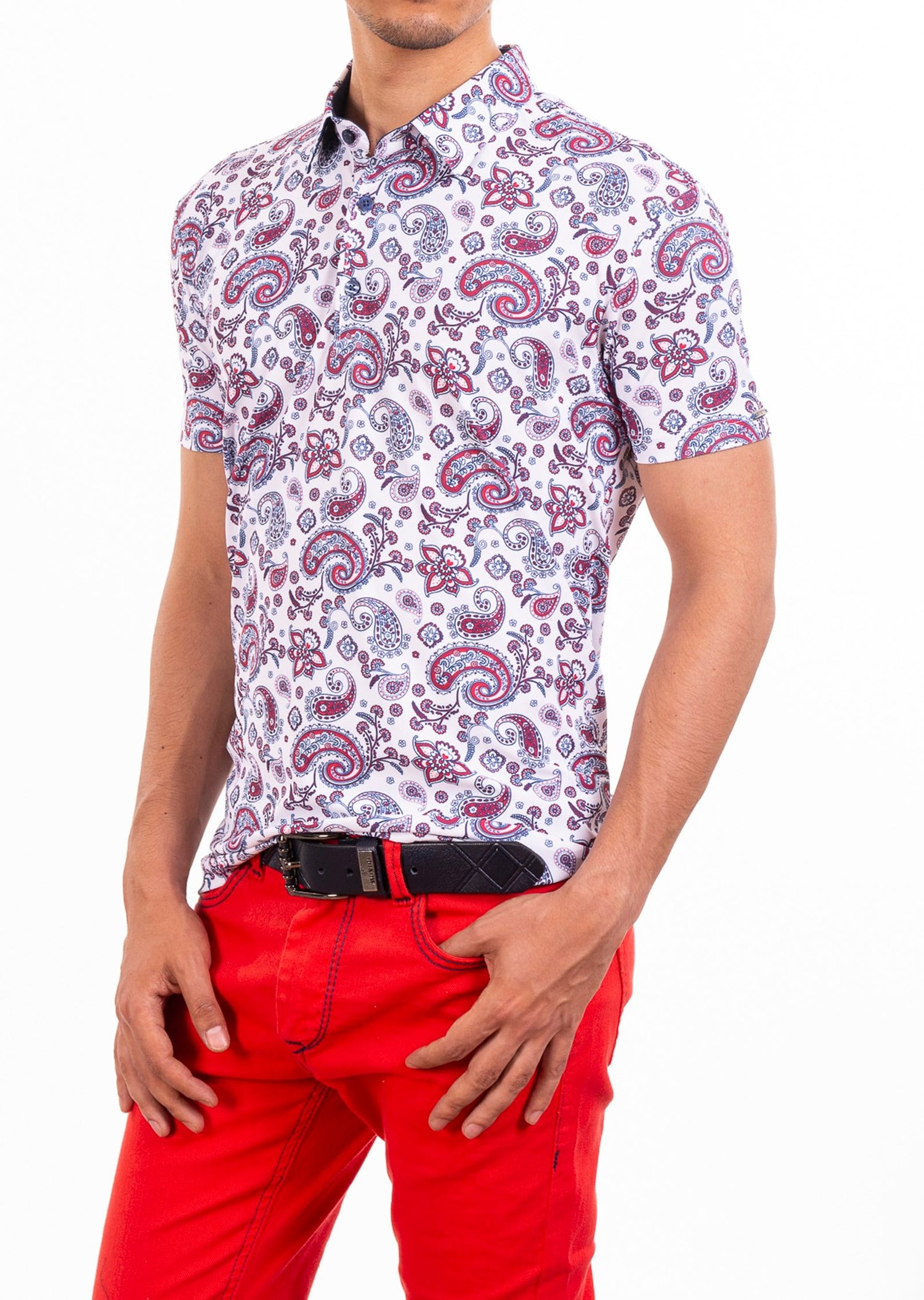 Şal Desenli Polo Yaka T-Shirt