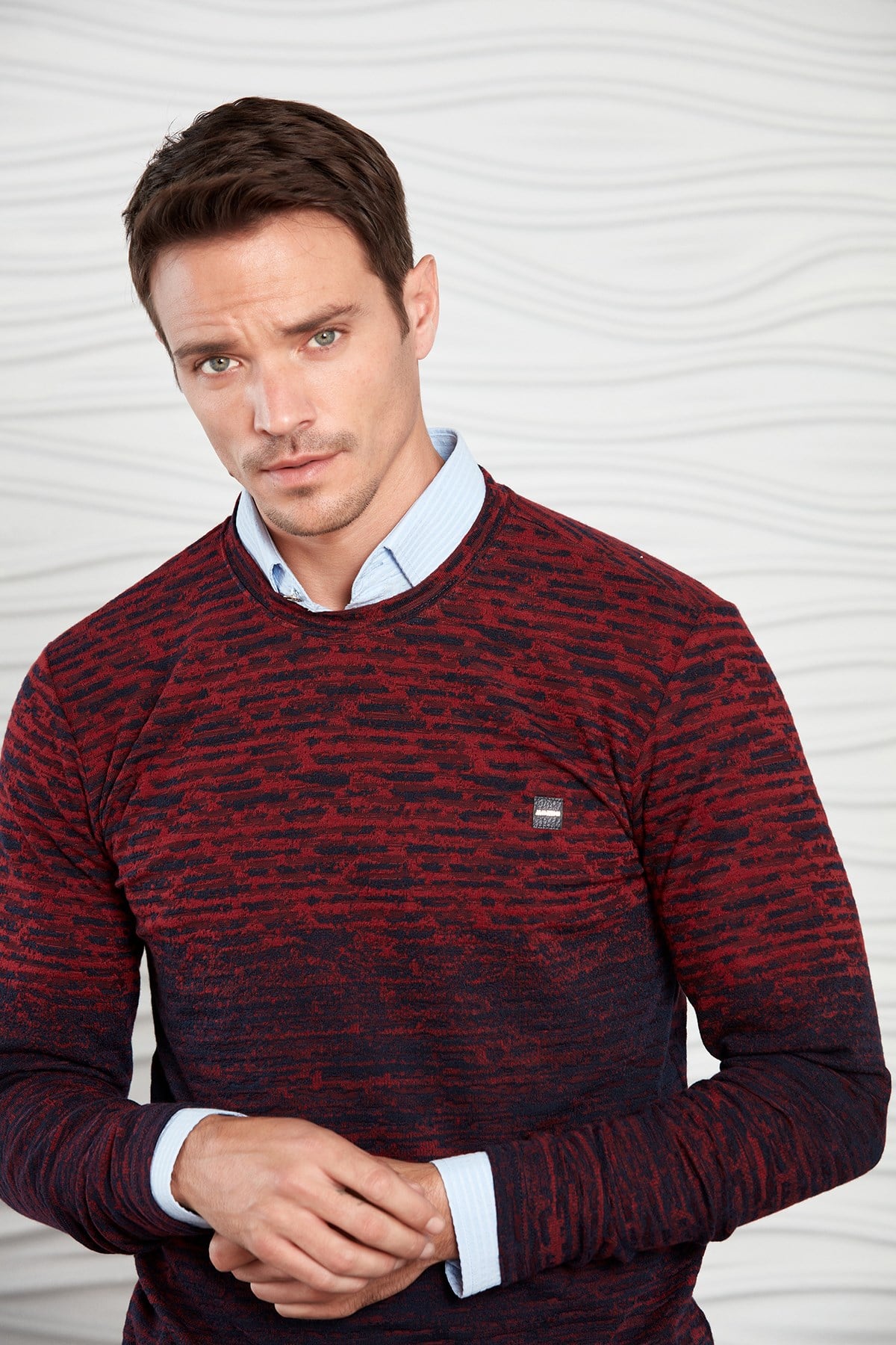 Siyah-Antrasit Renk Geçişli Flam Desenli Sweatshirt