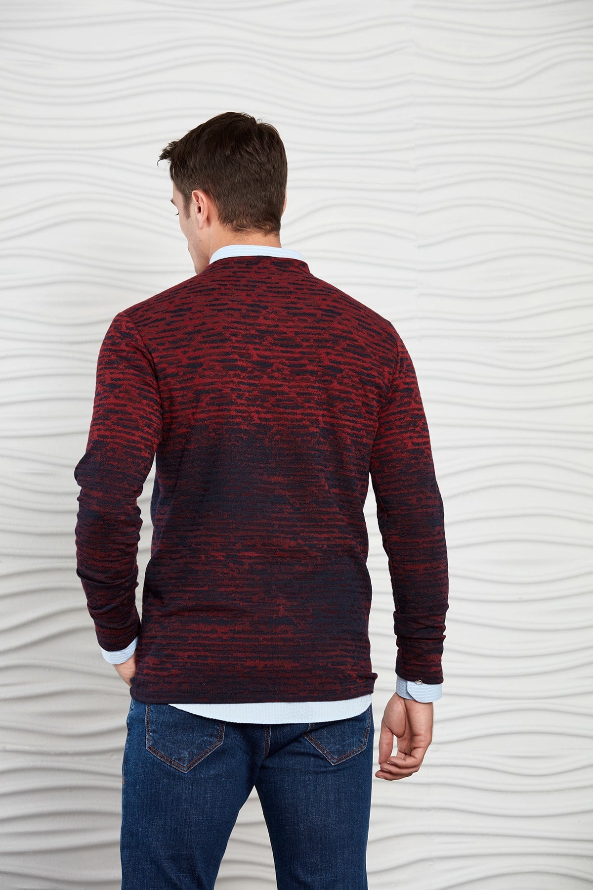 Siyah-Antrasit Renk Geçişli Flam Desenli Sweatshirt