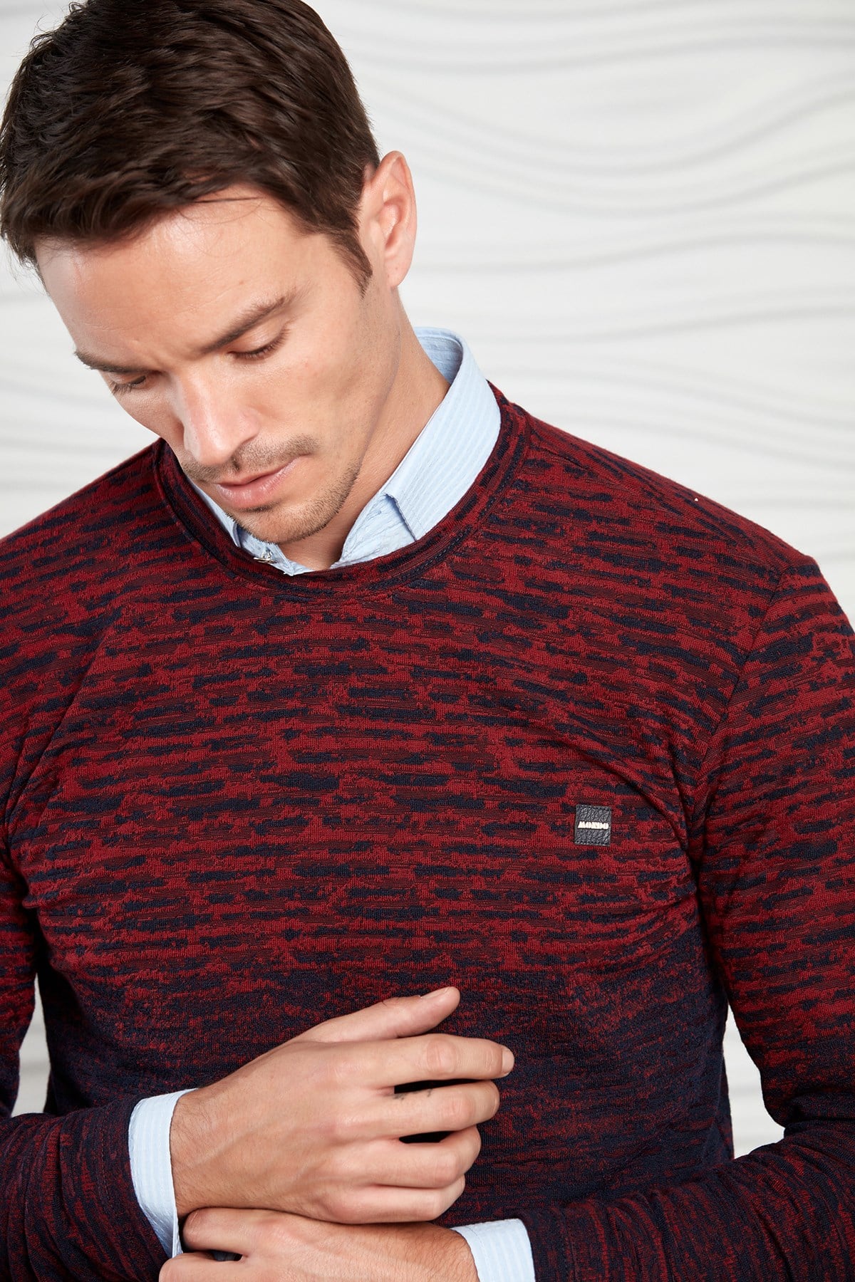 Siyah-Antrasit Renk Geçişli Flam Desenli Sweatshirt
