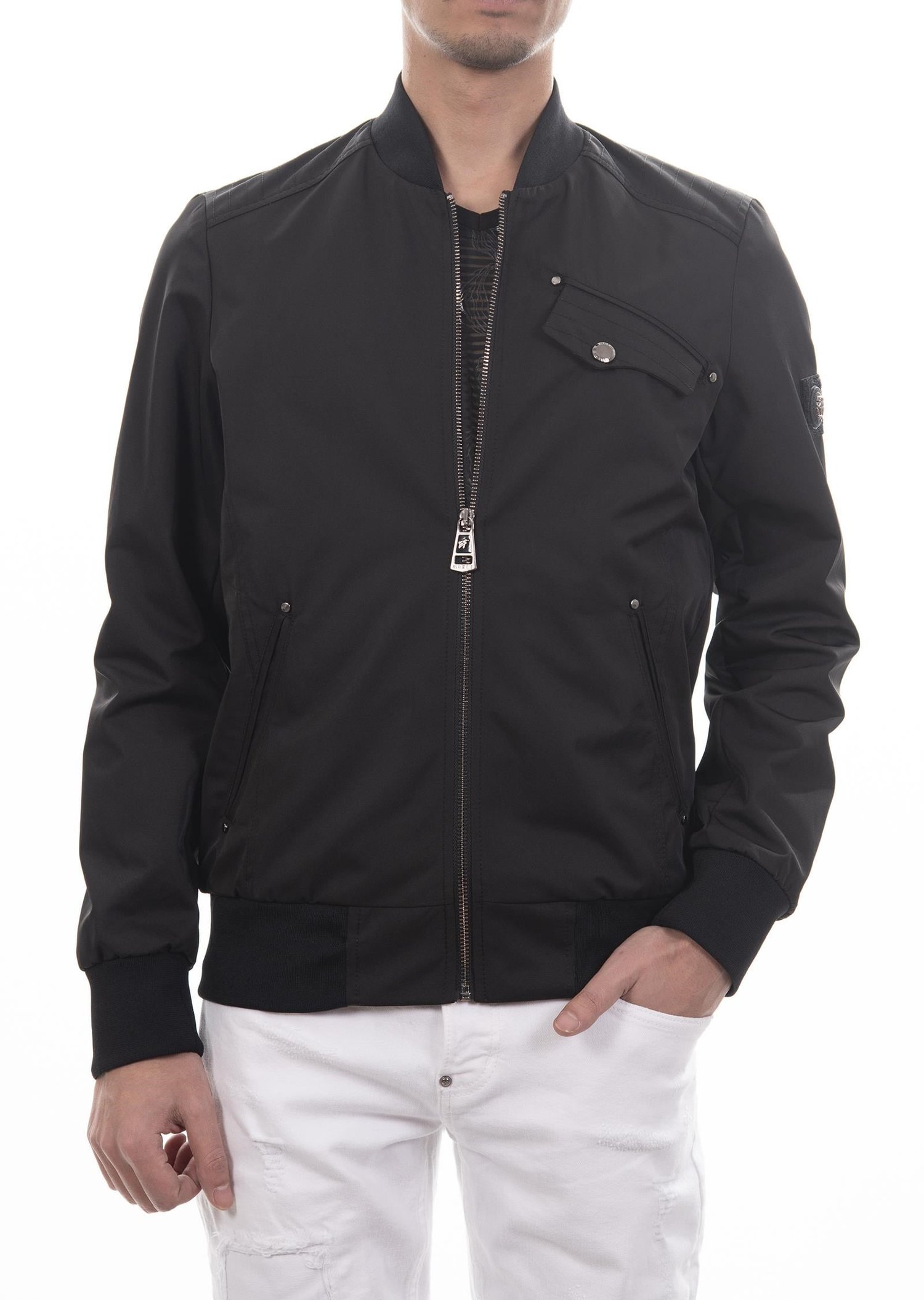 Siyah Cep Detaylı Bomber Mont