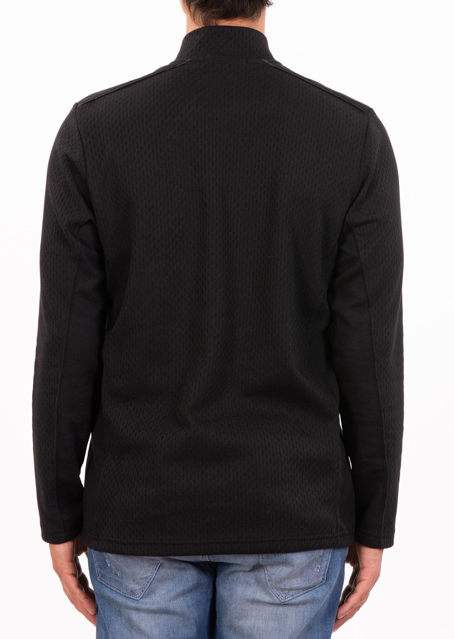Siyah Dik Yaka Fermuarlı Sweatshirt