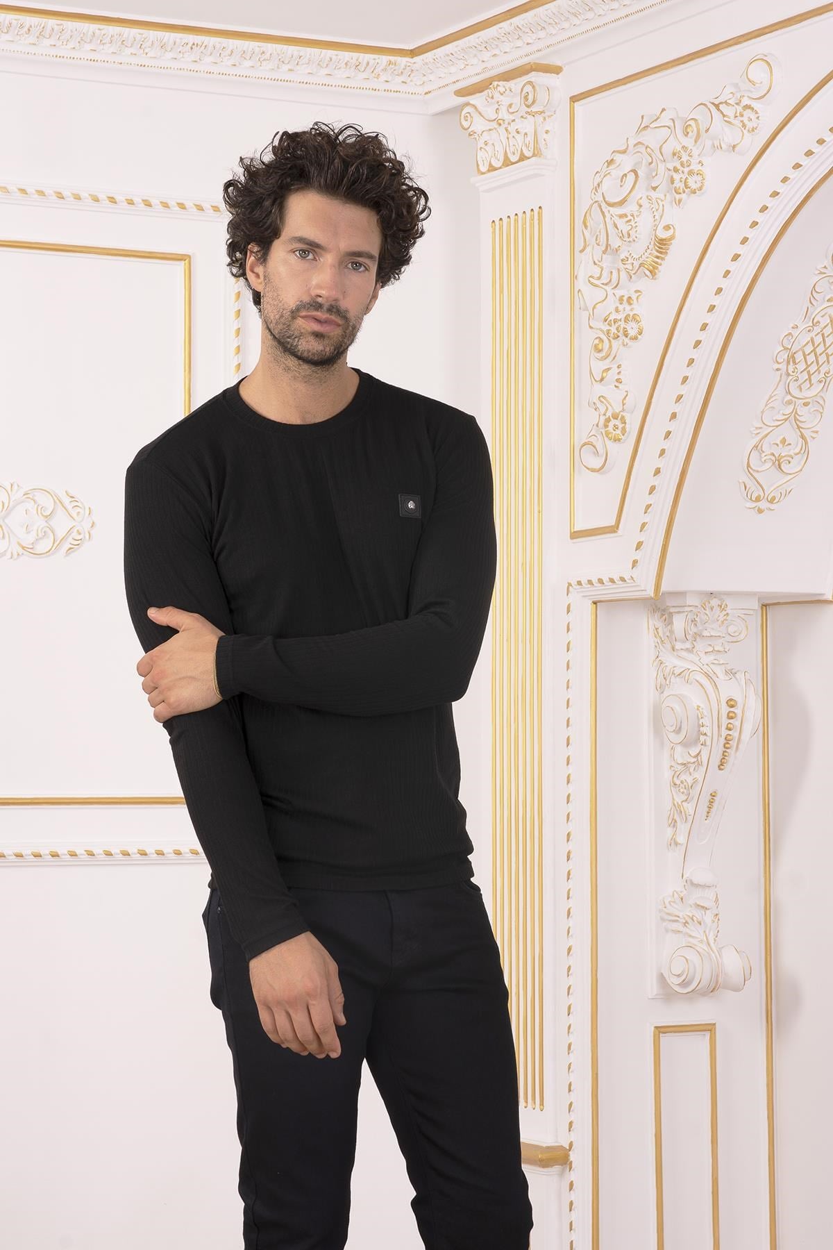 Siyah Fitilli Sweatshirt