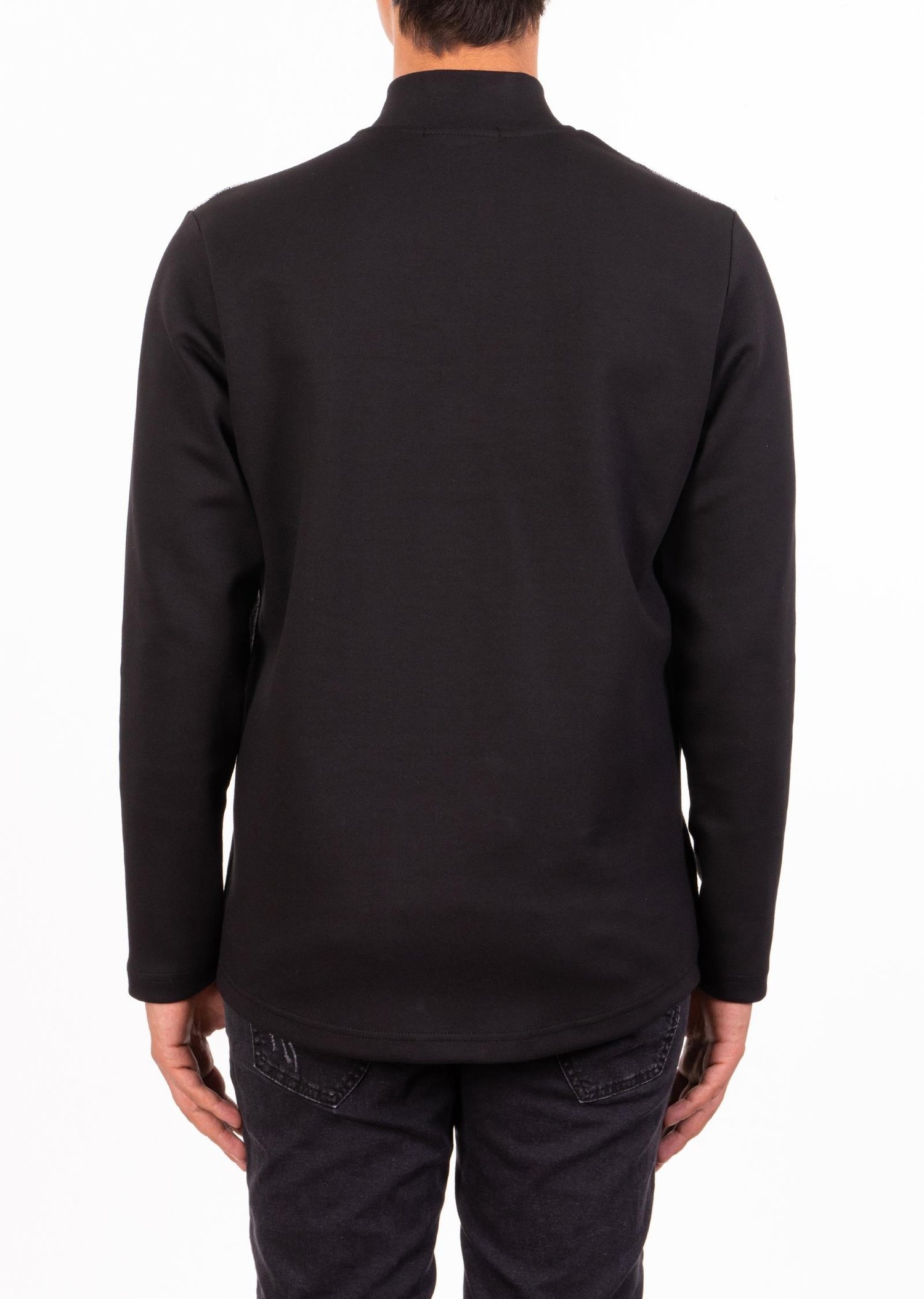 Siyah Garnili Fermuarlı Sweatshirt