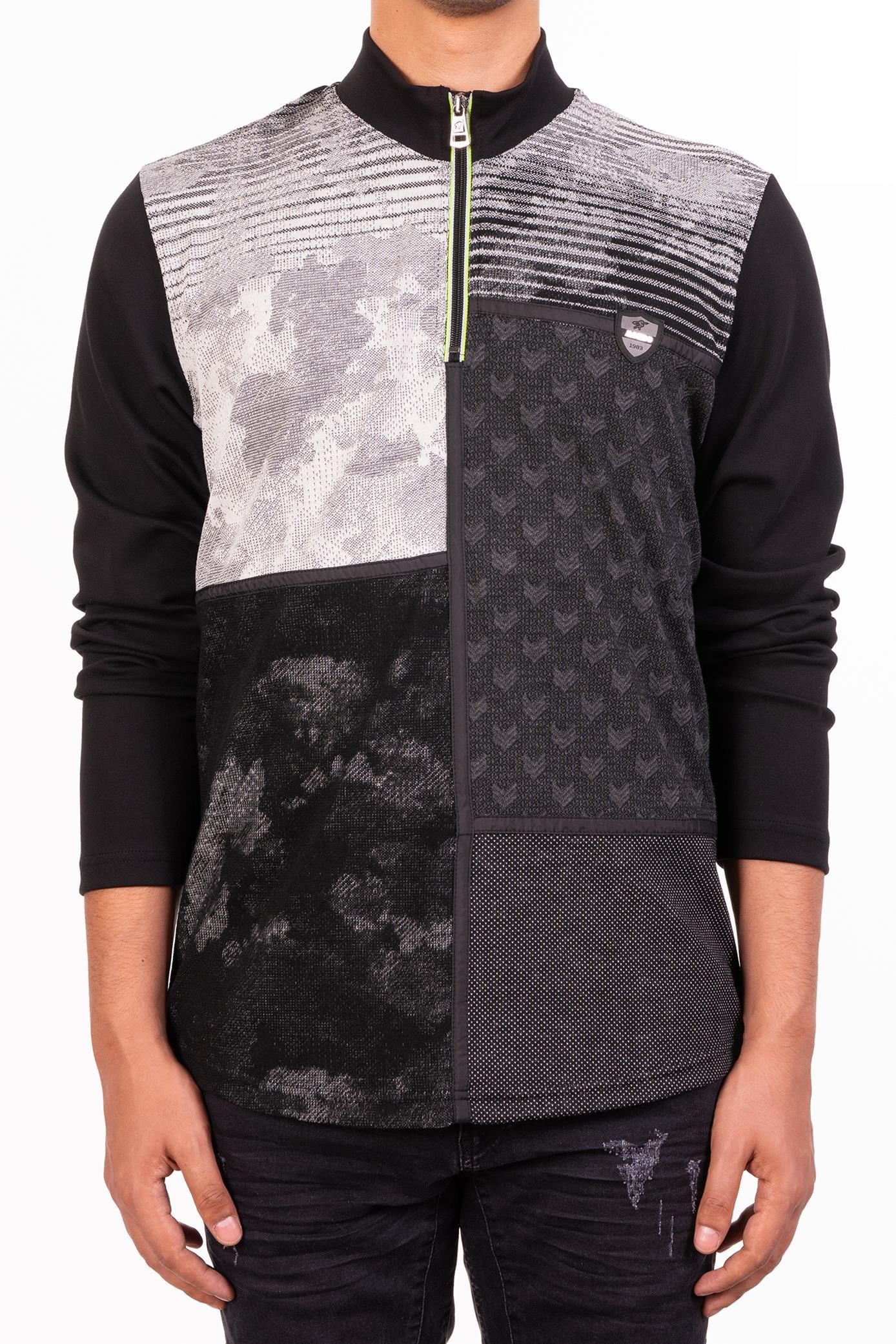 Siyah Garnili Fermuarlı Sweatshirt