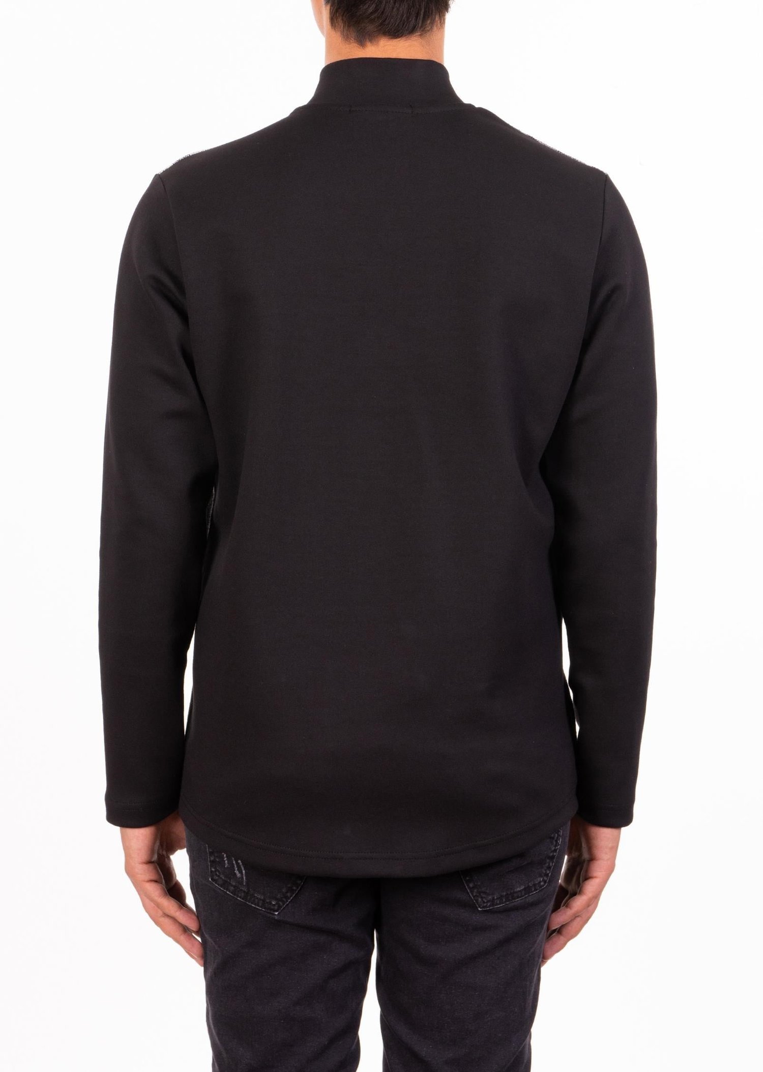 Siyah Garnili Fermuarlı Sweatshirt