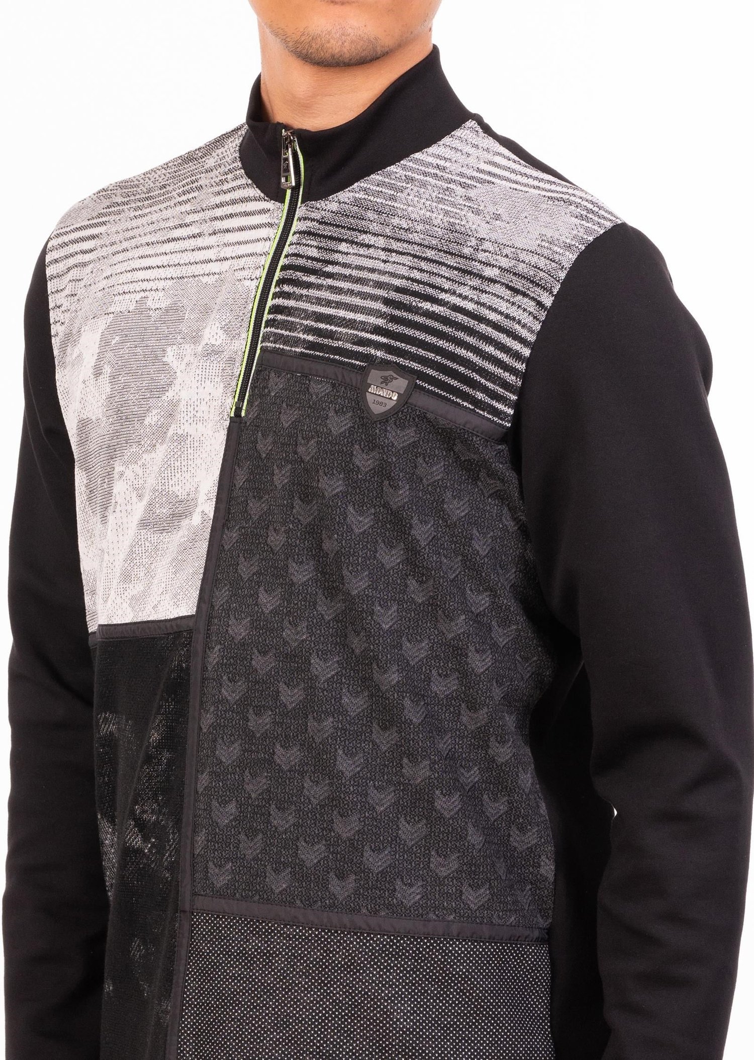 Siyah Garnili Fermuarlı Sweatshirt