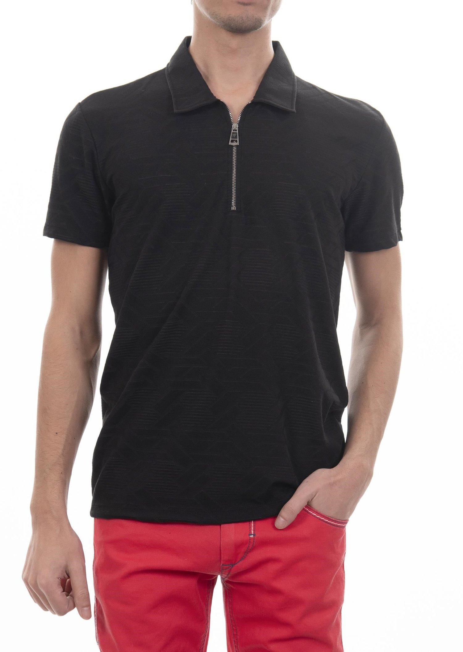 Siyah Örme Polo Yaka T-Shirt