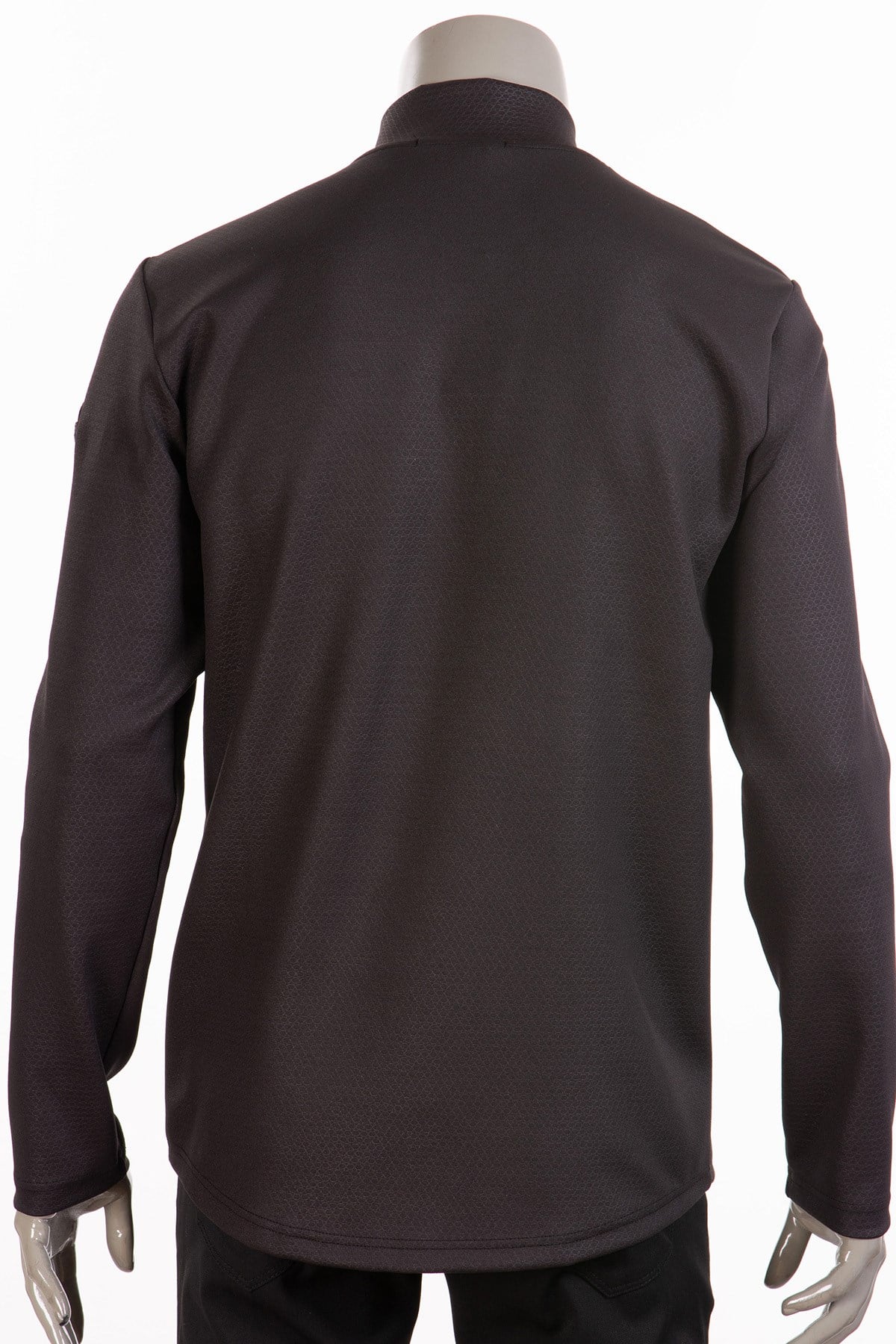 Siyah Petek Dokulu Omuzları Rugan Detaylı Fermuarlı Sweatshirt
