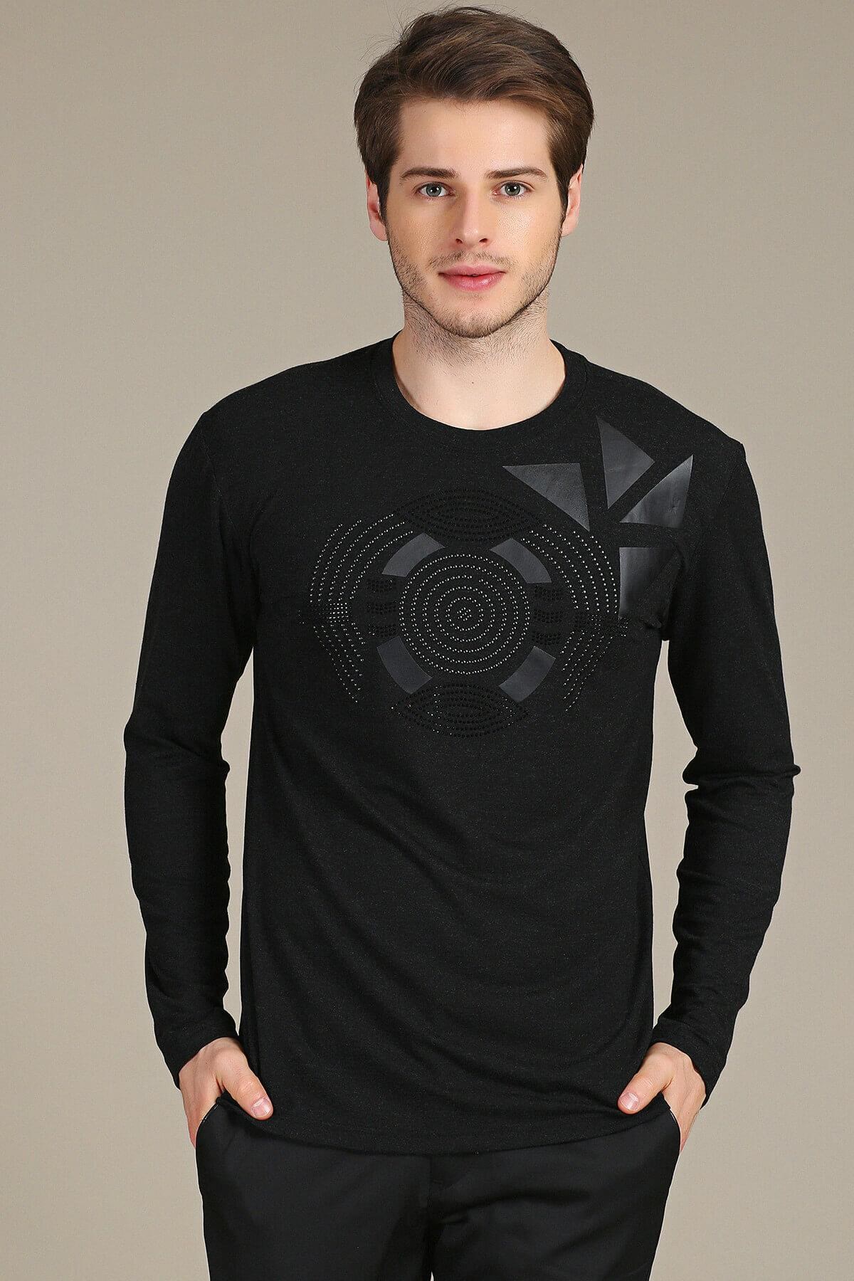 Taşlı Baskılı Sweatshirt