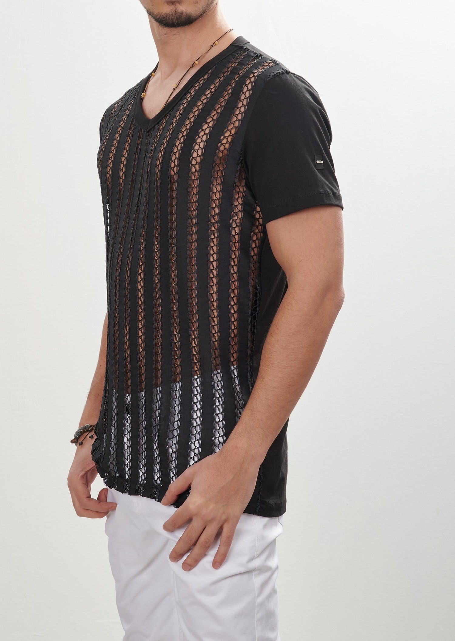 Transparan V Yaka T-Shirt
