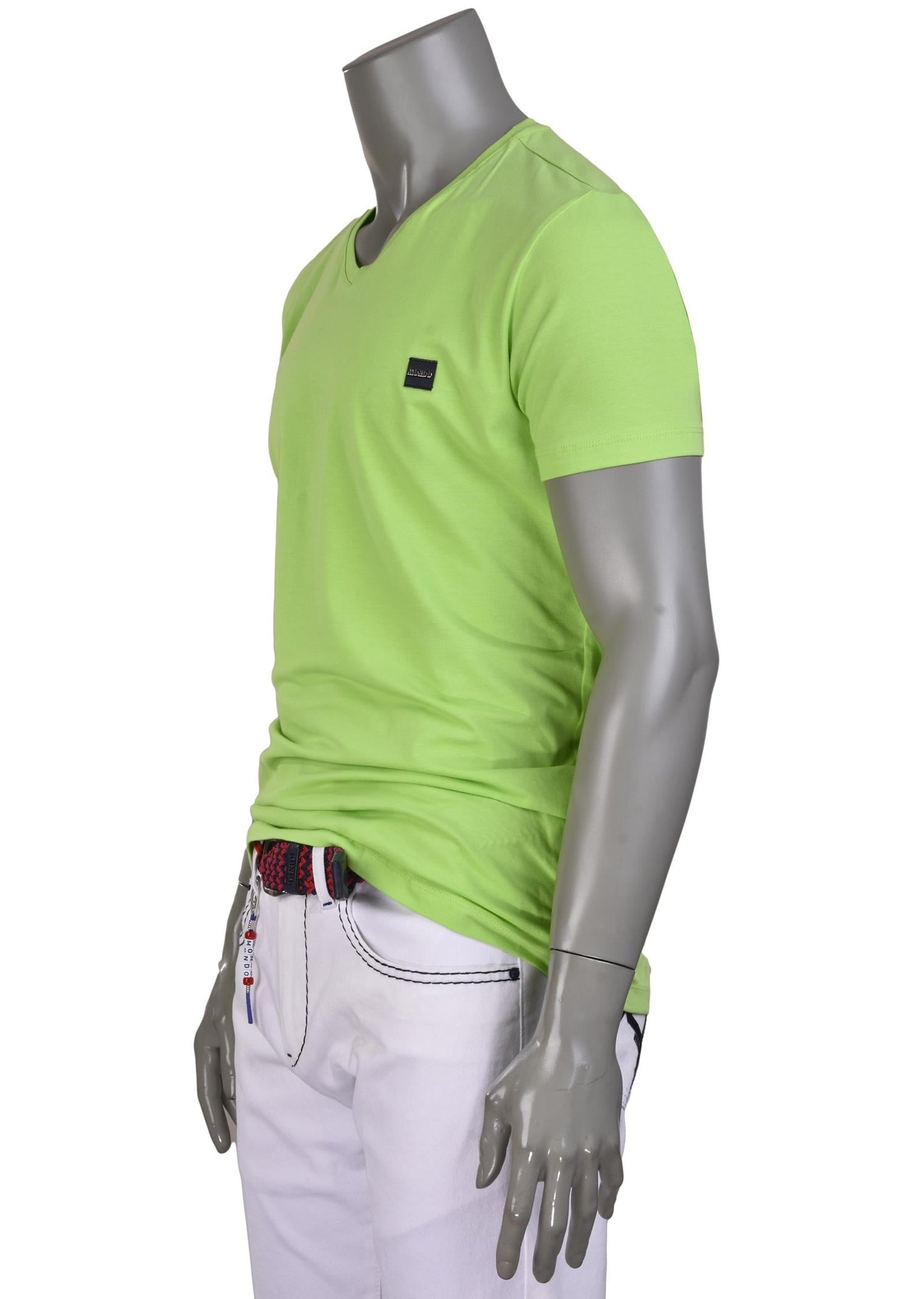Yeşil Basic V Yaka T-Shirt