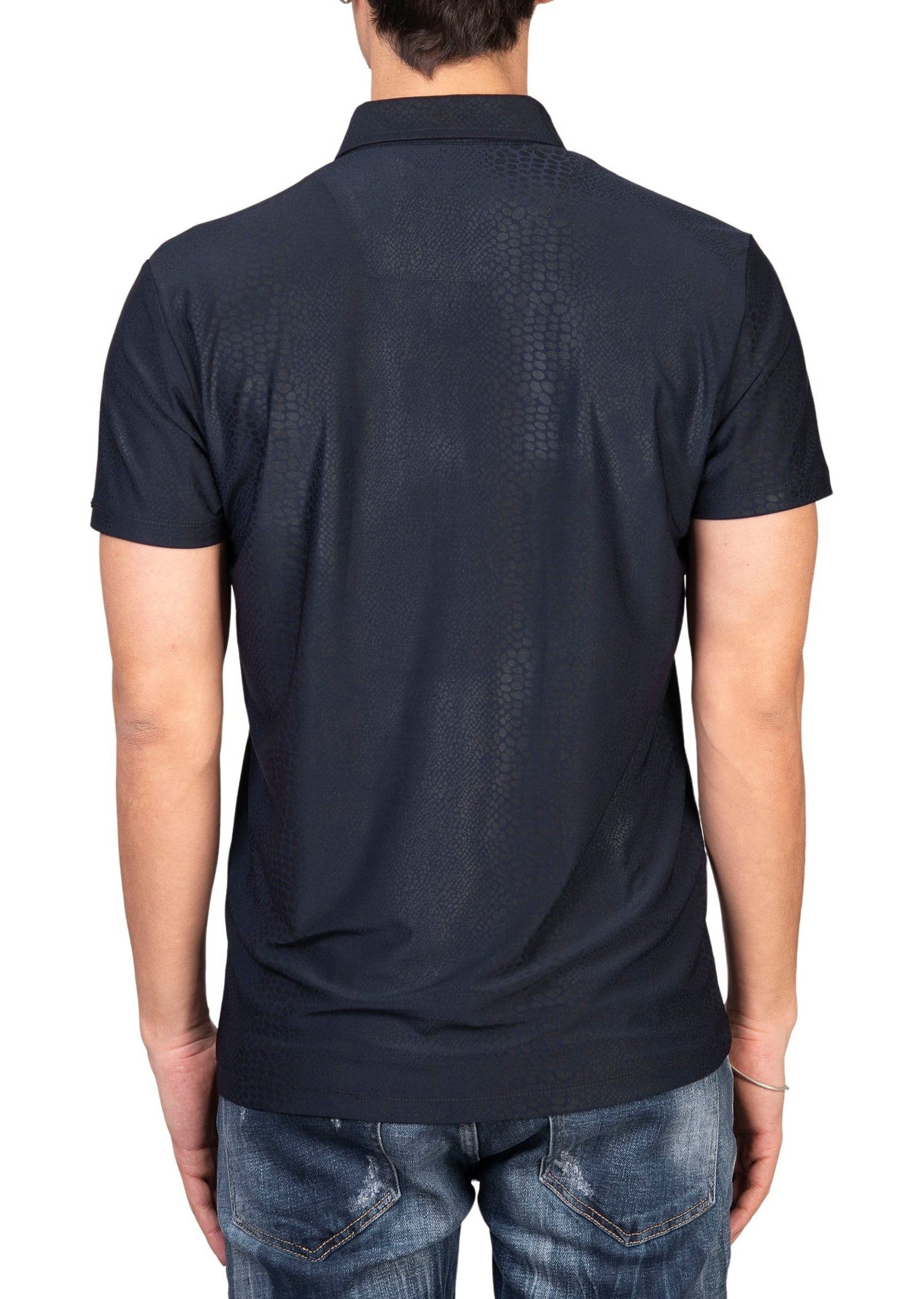 Yılan Derisi Desenli Polo Yaka T-Shirt