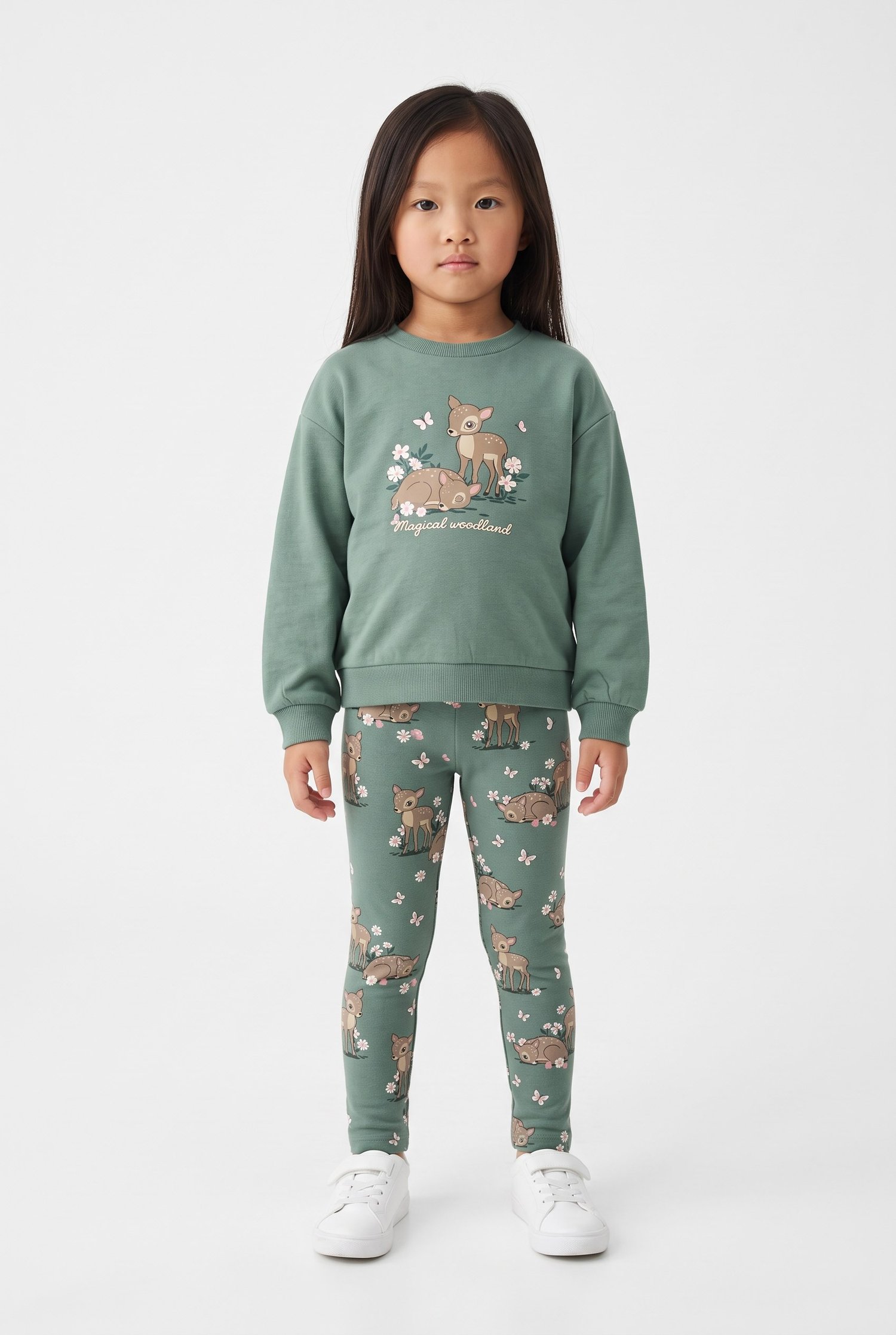 2-10 Yaş Kız Çocuk Magical Woodland Sweatshirt Yeşil