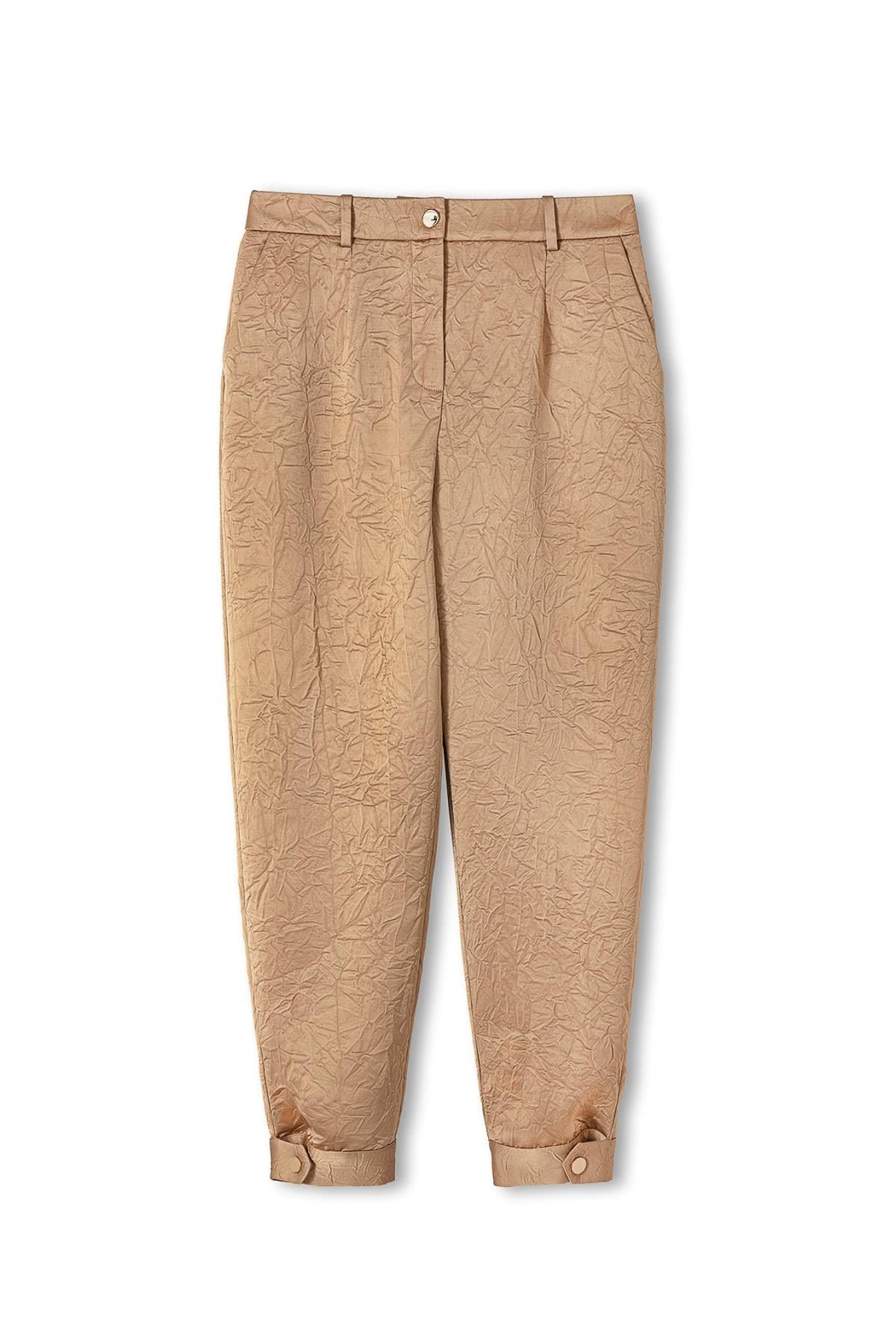 IPEKYOL Dokulu Çıtçıt Aksesuarlı Camel Pantolon