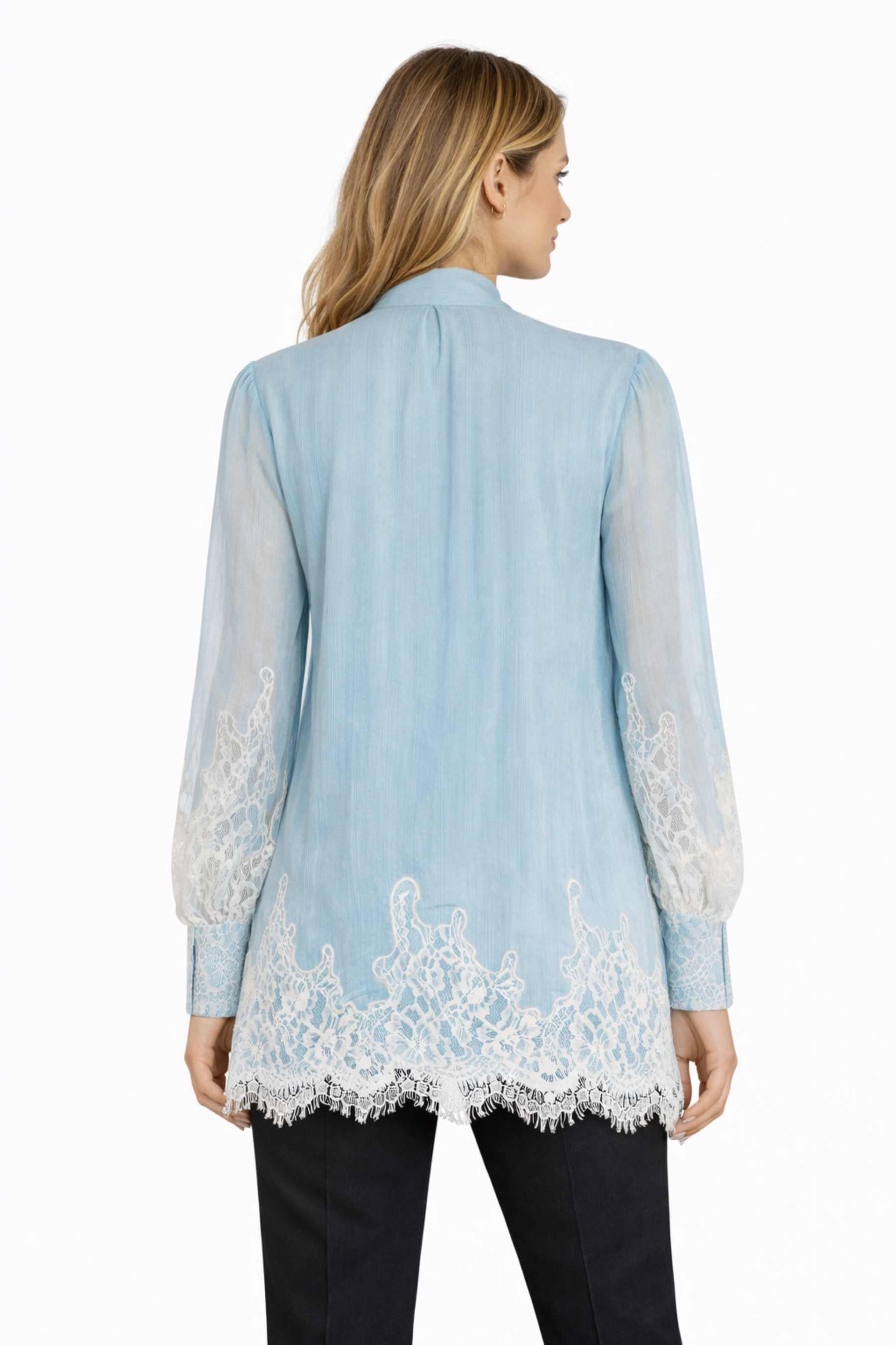 IPEKYOL Mavi Dantel Mix Tunik 