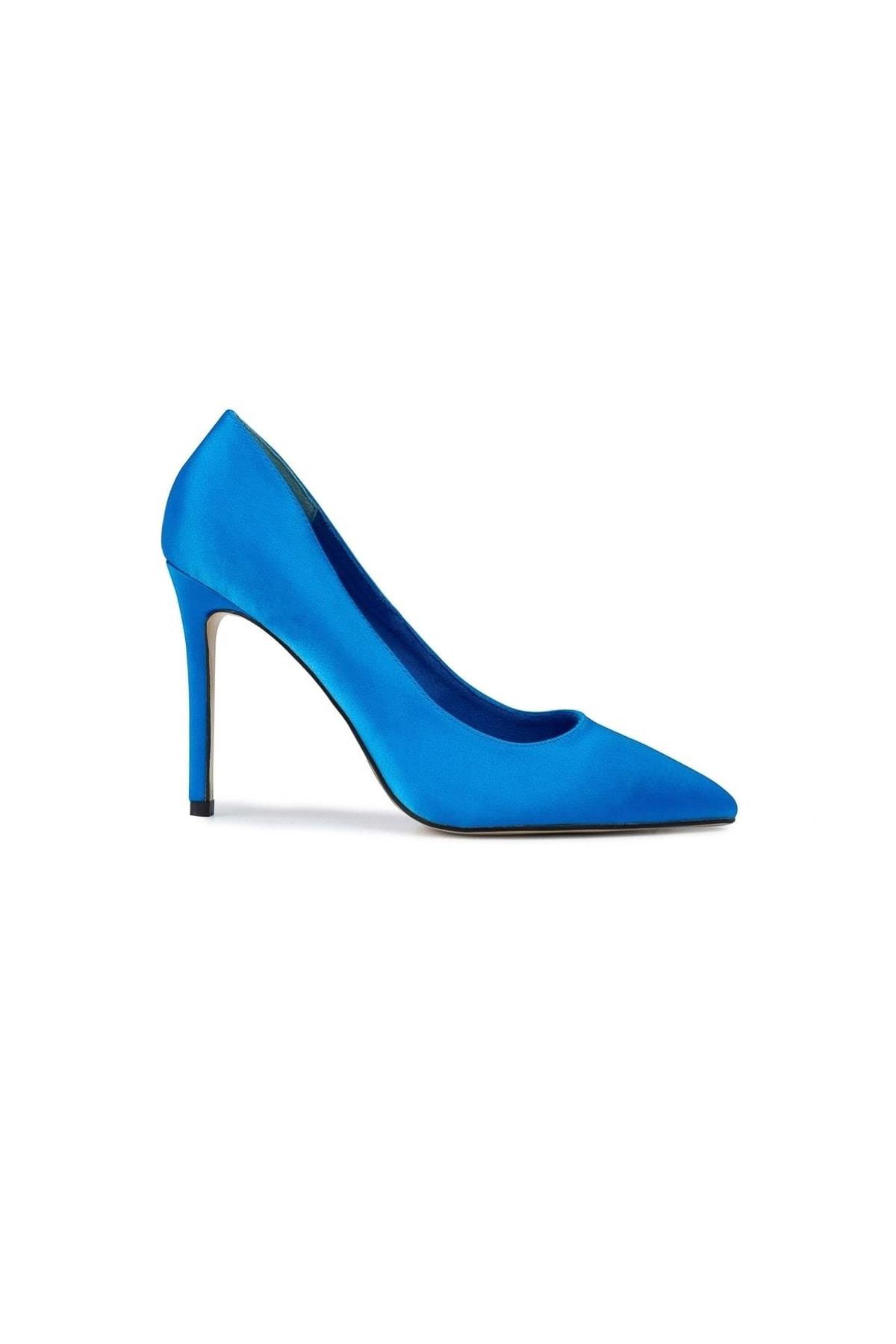 IPEKYOL Mavi Saten Stiletto Topuklu Ayakkabı