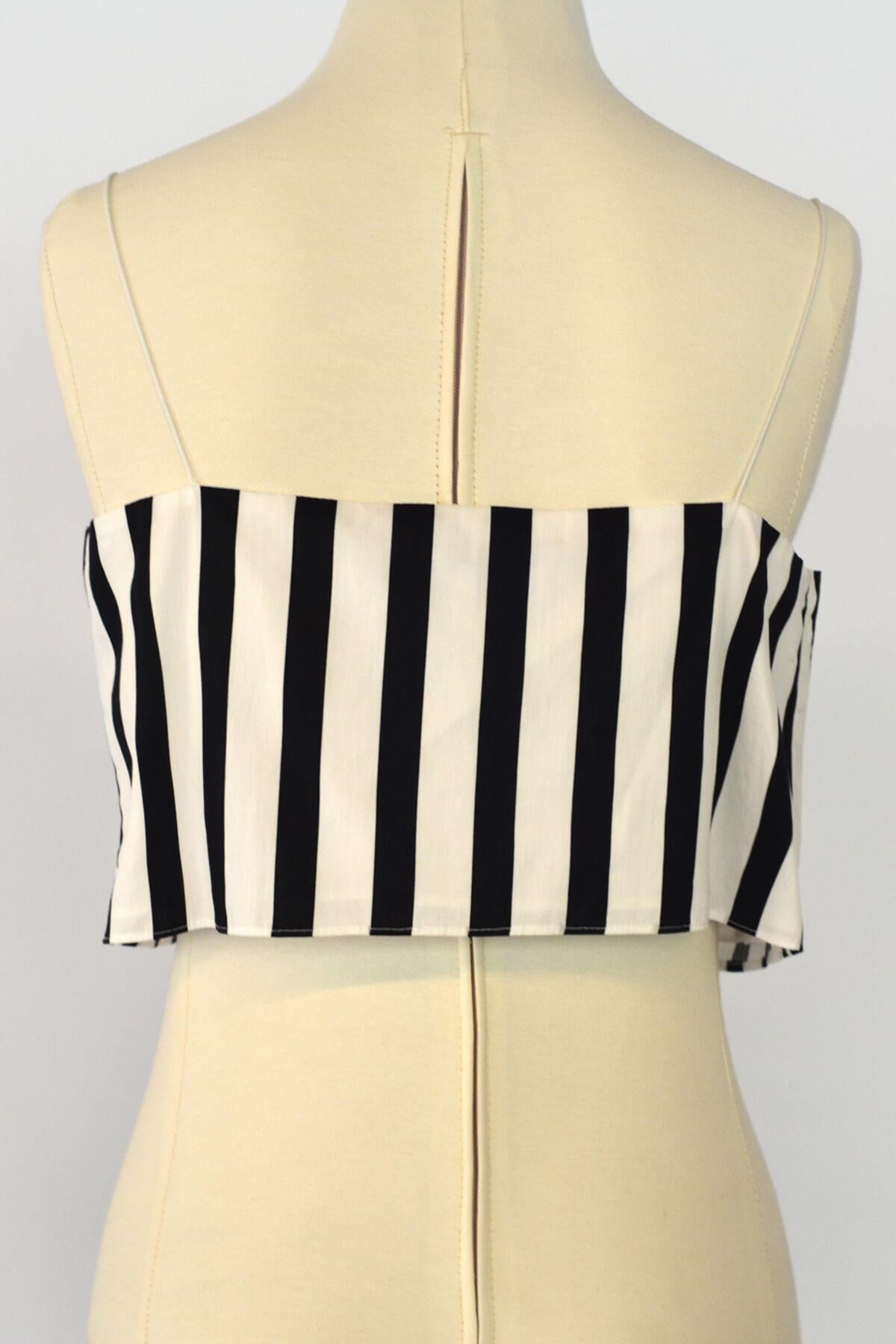 IPEKYOL SIYAH (CIZGILI) 61046 / V Yaka Askılı Bluz