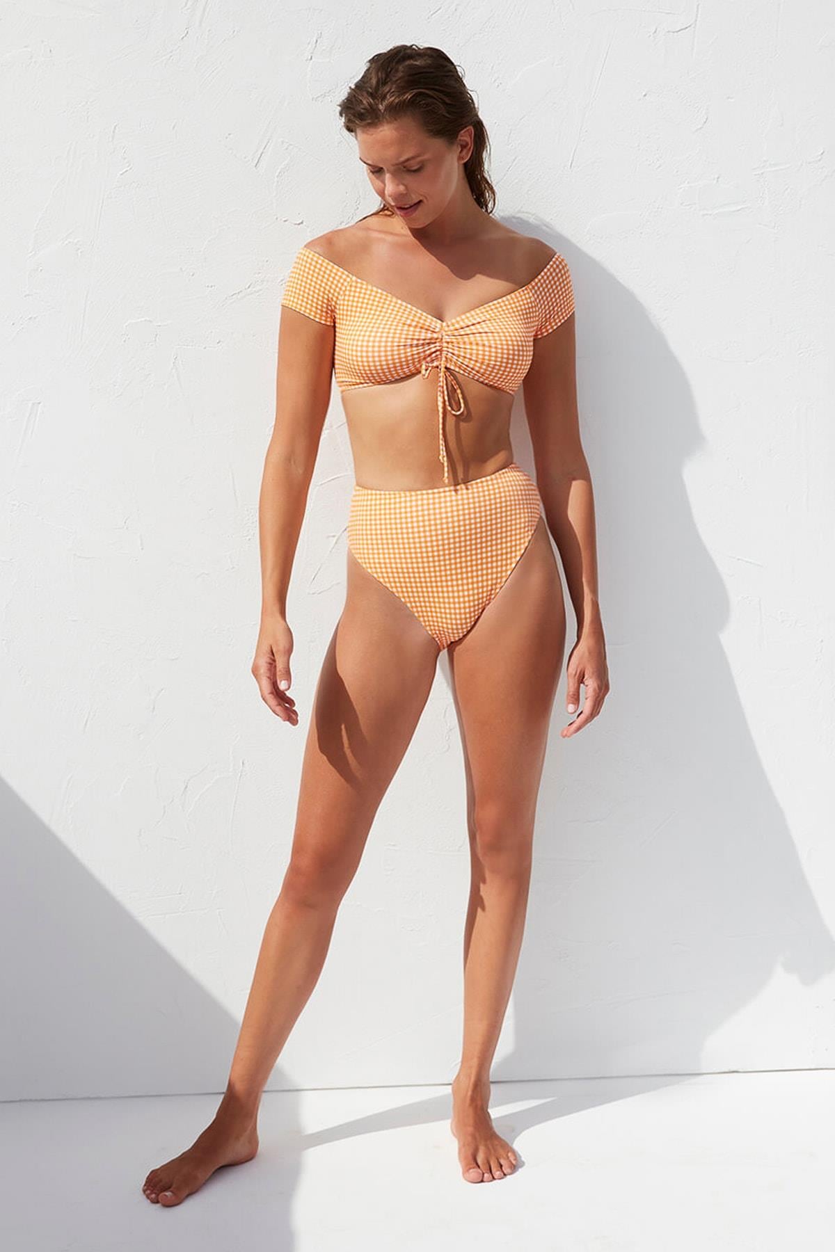 IPEKYOL Turuncu Pötikare Desen Bikini