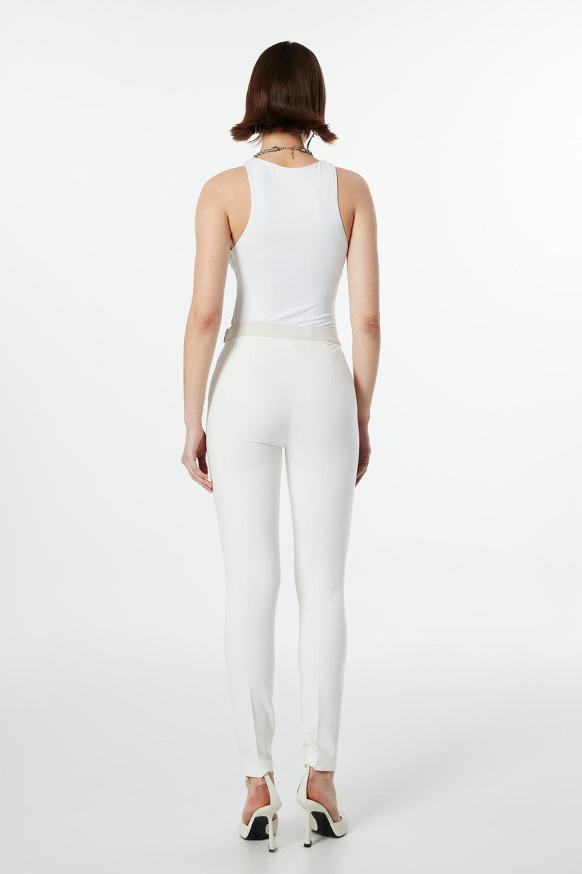 TWIST Fermuar Detaylı Ekru Pantolon